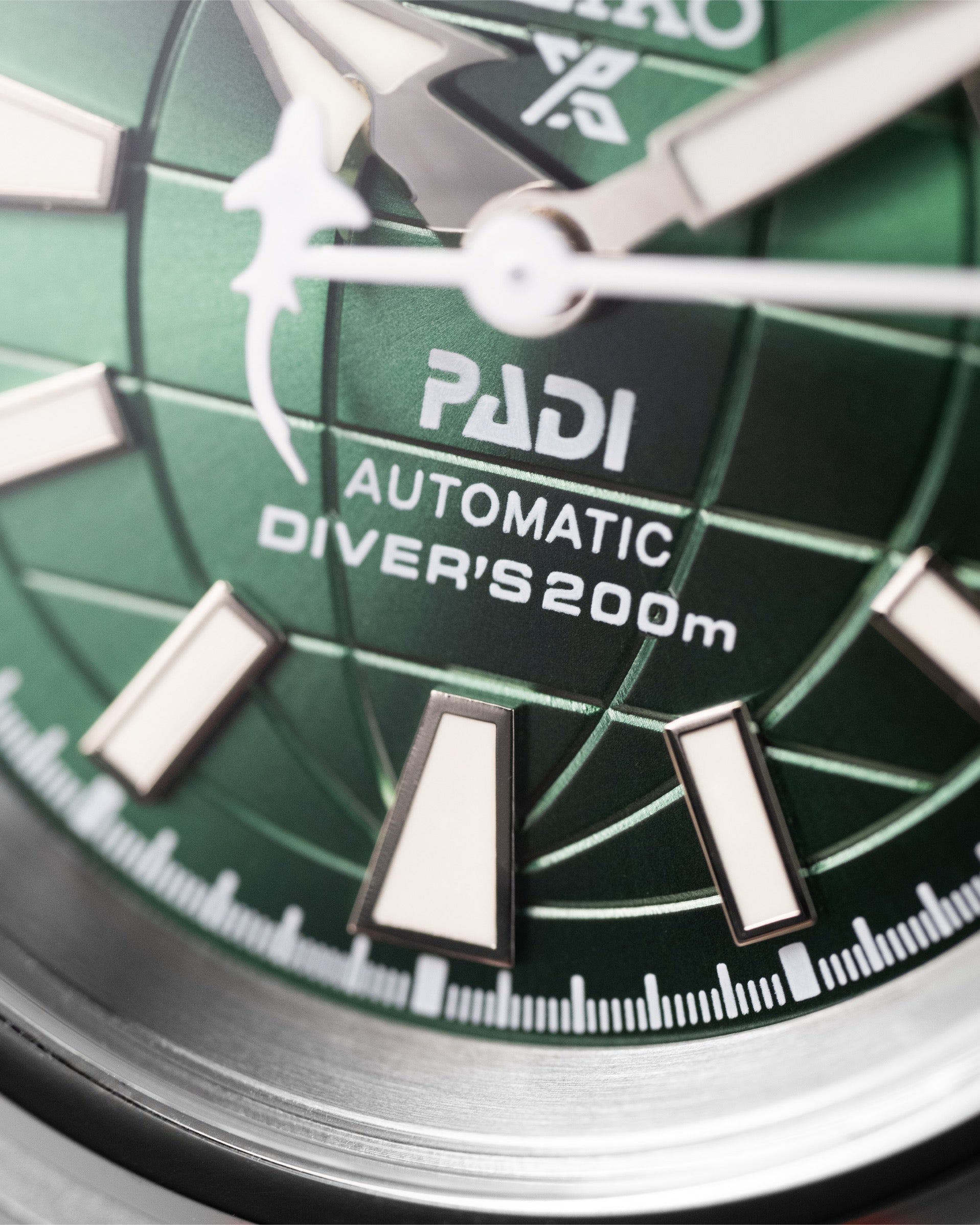 Custom Bell & Ross Seiko Mod Green Globe Dial Shark Hands With Green Rubber Strap