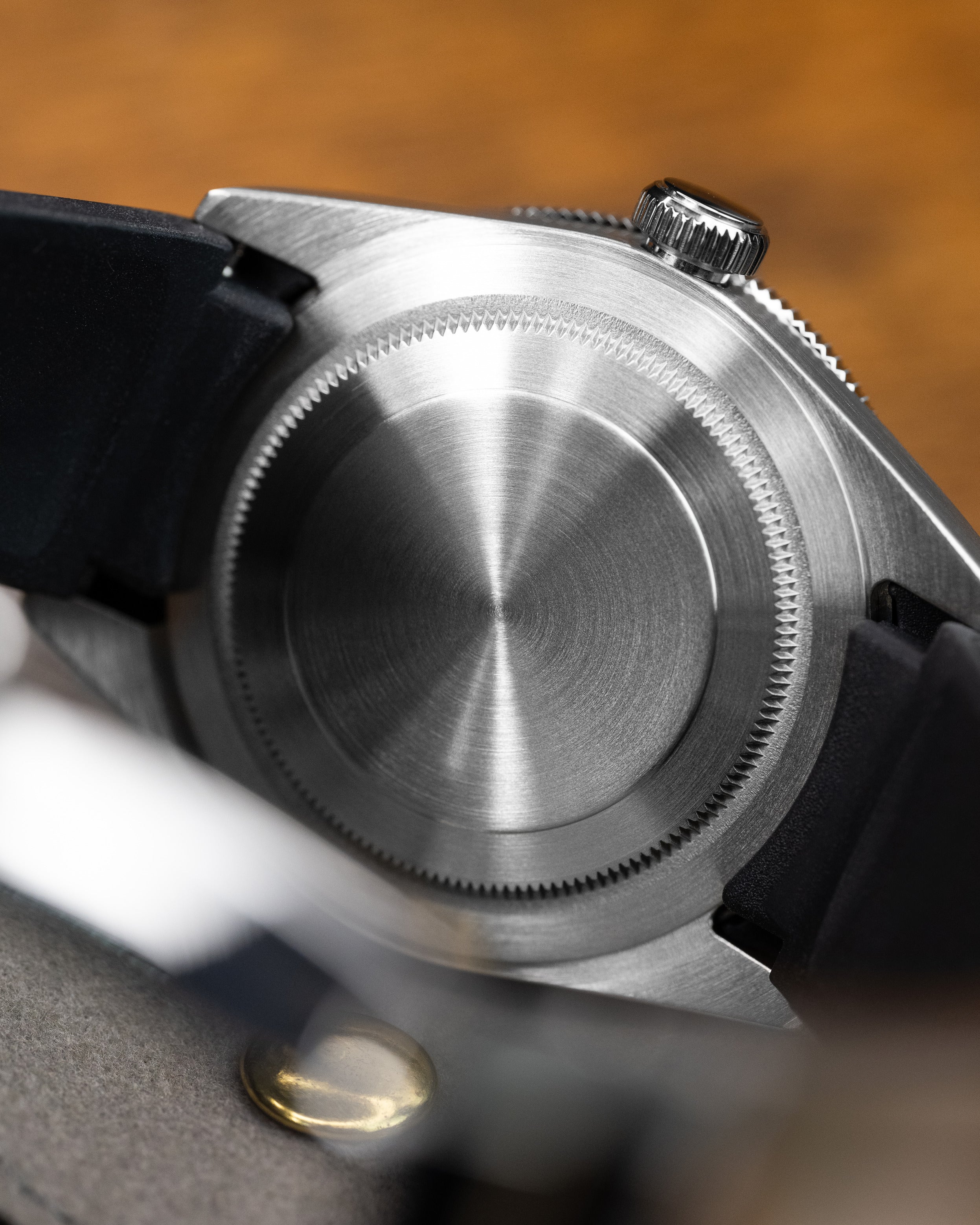 Custom Seiko Black Bay 58 Scubamaster Mod With Vintage Gilt Dial Black Bezel And Patina Indices Black Rubber Strap