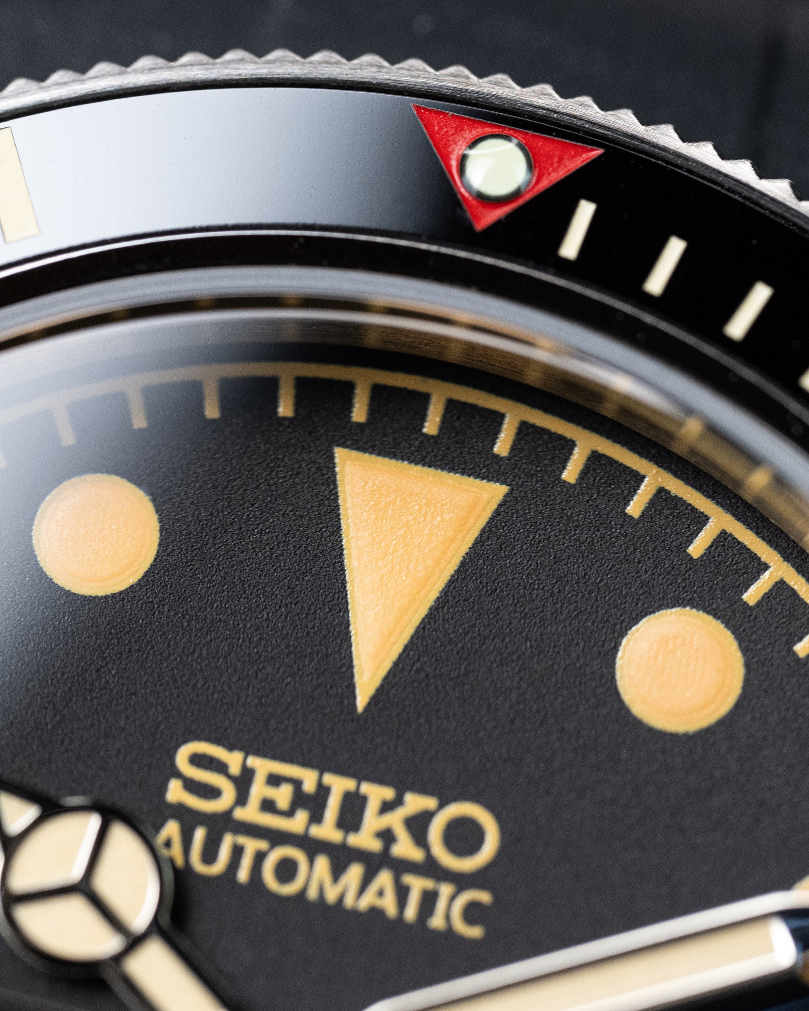 Custom Seiko Black Bay 58 Scubamaster Mod With Vintage Gilt Dial Black Bezel And Patina Indices Black Rubber Strap