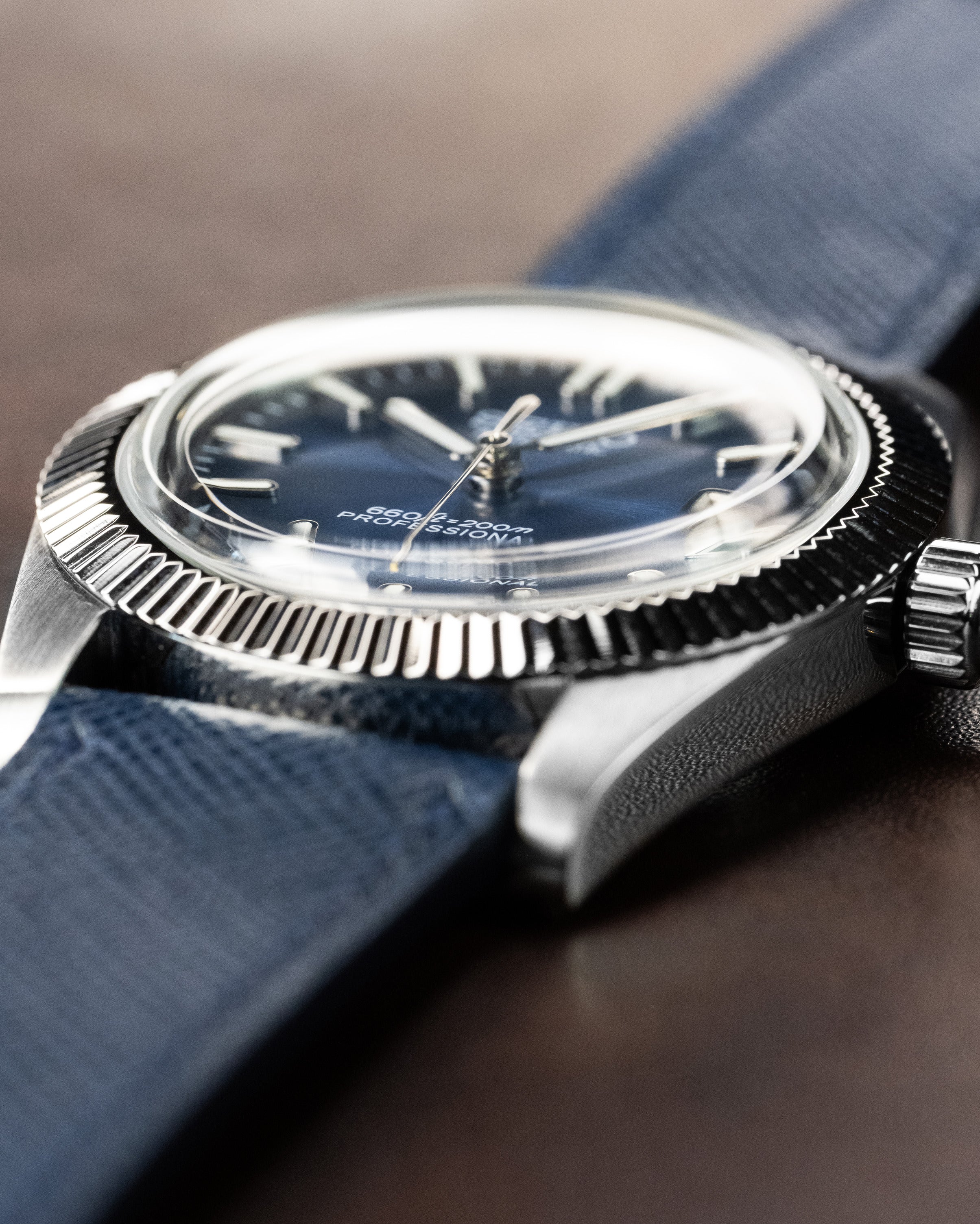 Custom Seiko Datejust – Mod With Fluted Bezel Navy Blue Sunburst Dial And Custom Saffiano Leather Strap1