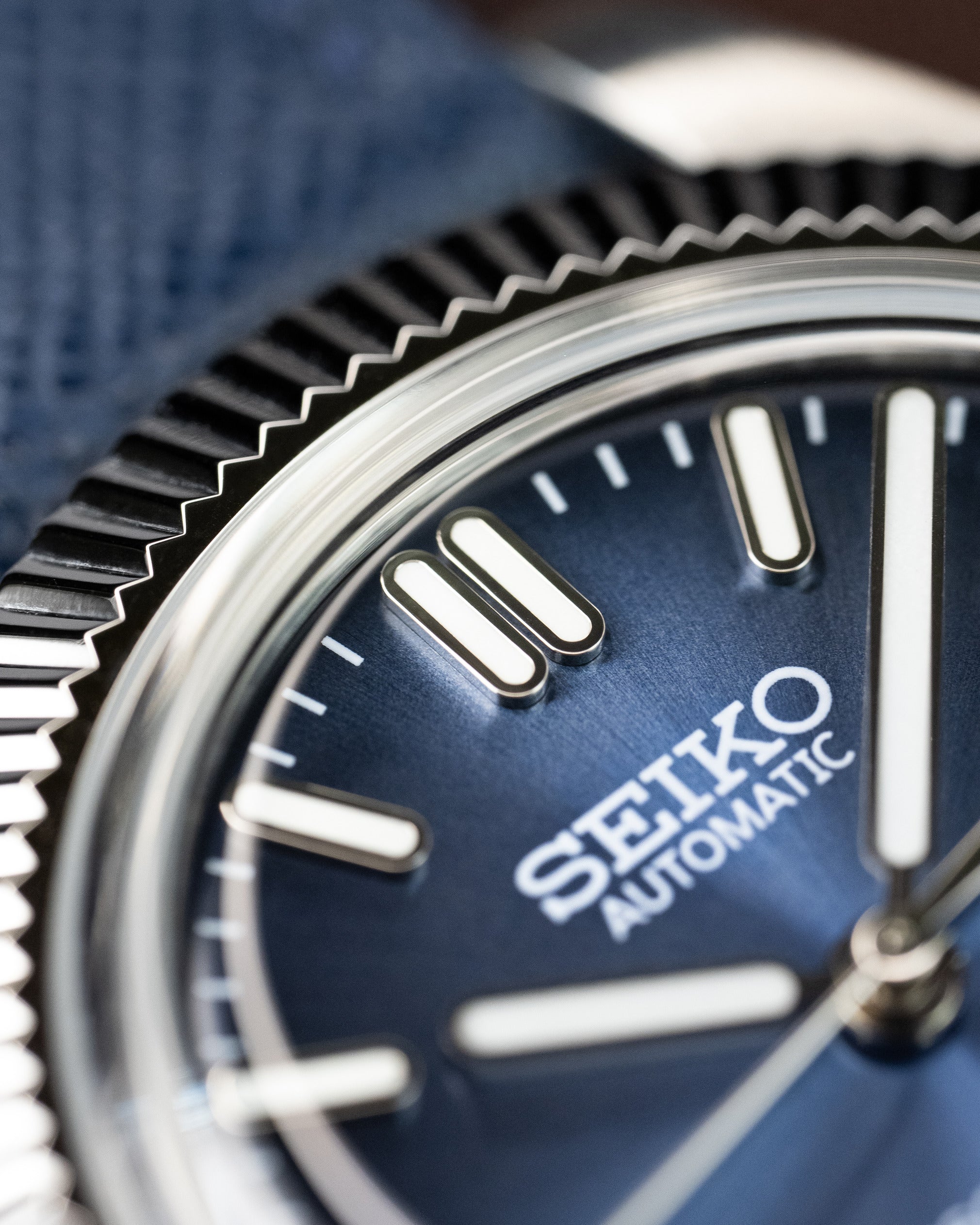 Custom Seiko Datejust – Mod With Fluted Bezel Navy Blue Sunburst Dial And Custom Saffiano Leather Strap2