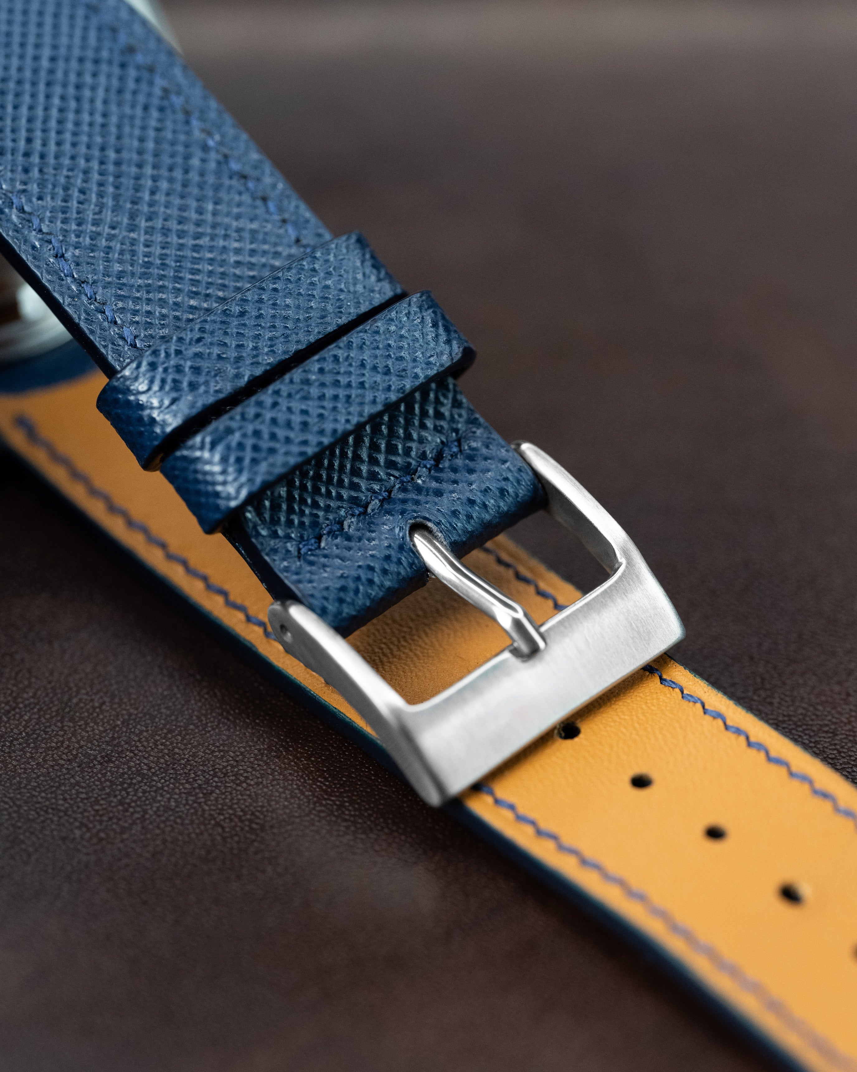 Custom Seiko Datejust – Mod With Fluted Bezel Navy Blue Sunburst Dial And Custom Saffiano Leather Strap7