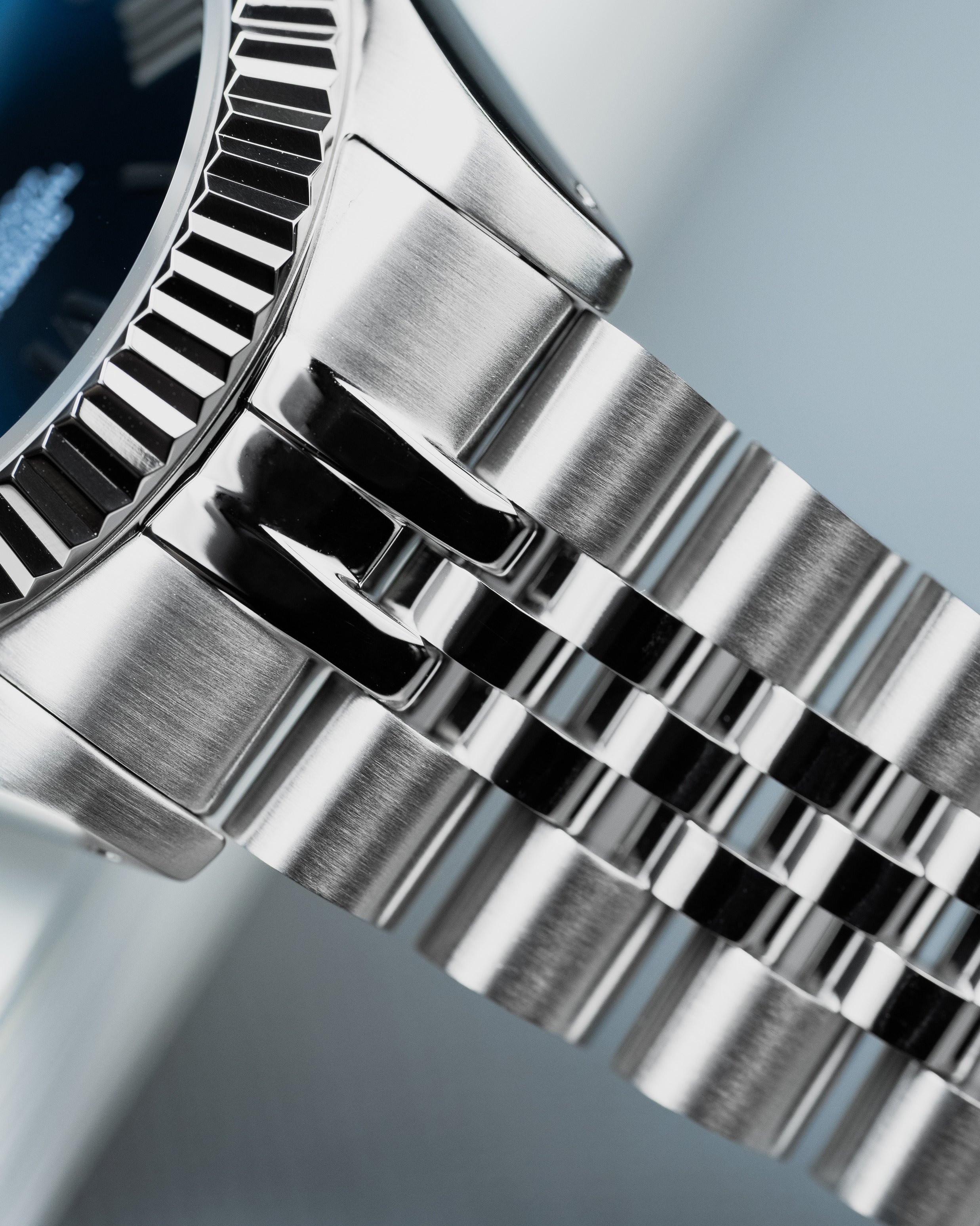 Custom Seiko Datejust – Mod With Ice Blue Roman Numeral Dial Fluted Bezel Jubilee Bracelet And Automatic Movement