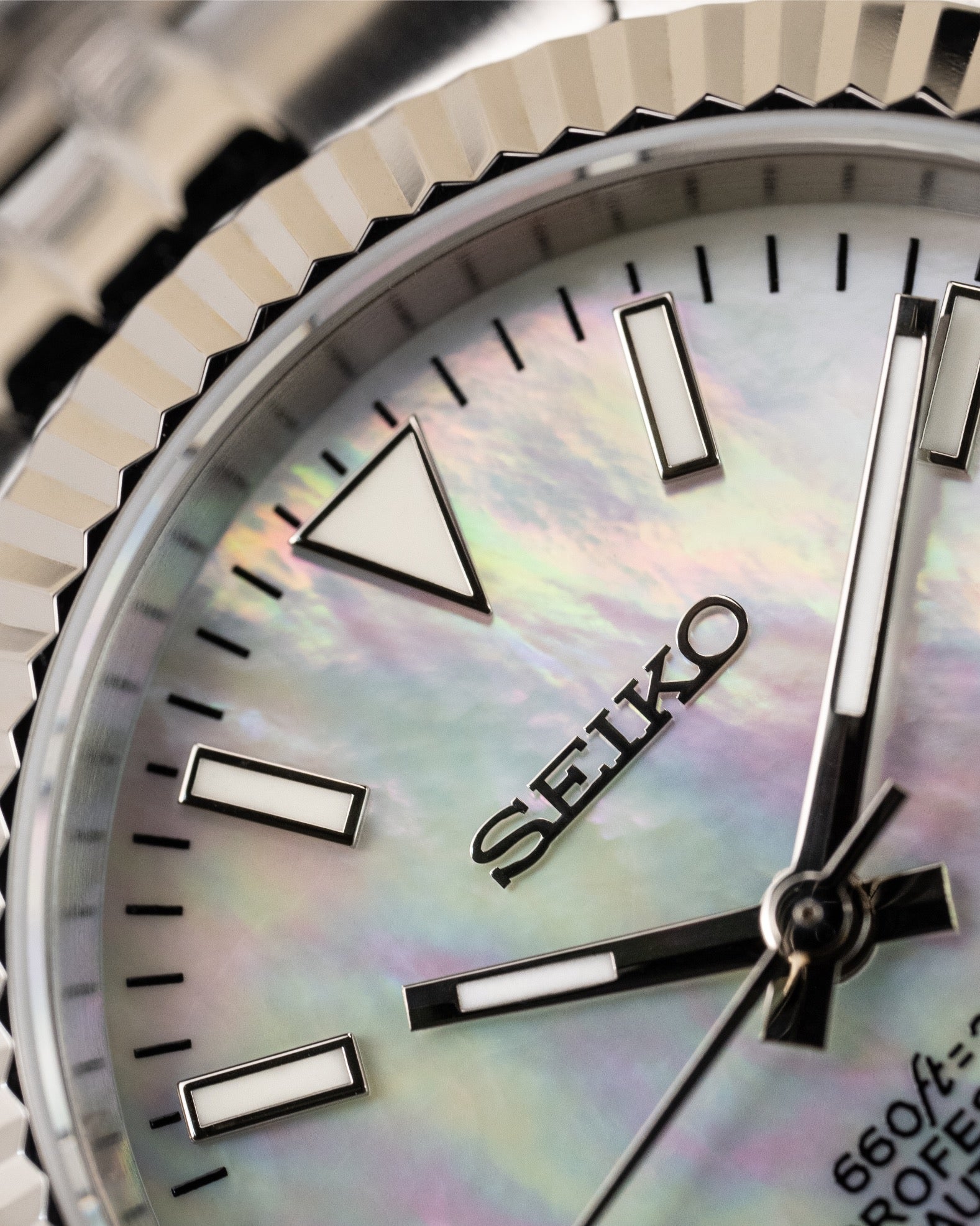 Custom Seiko Datejust – Mod With Iridescent Mother-Of-Pearl Dial Fluted Bezel And Jubilee Bracelet8
