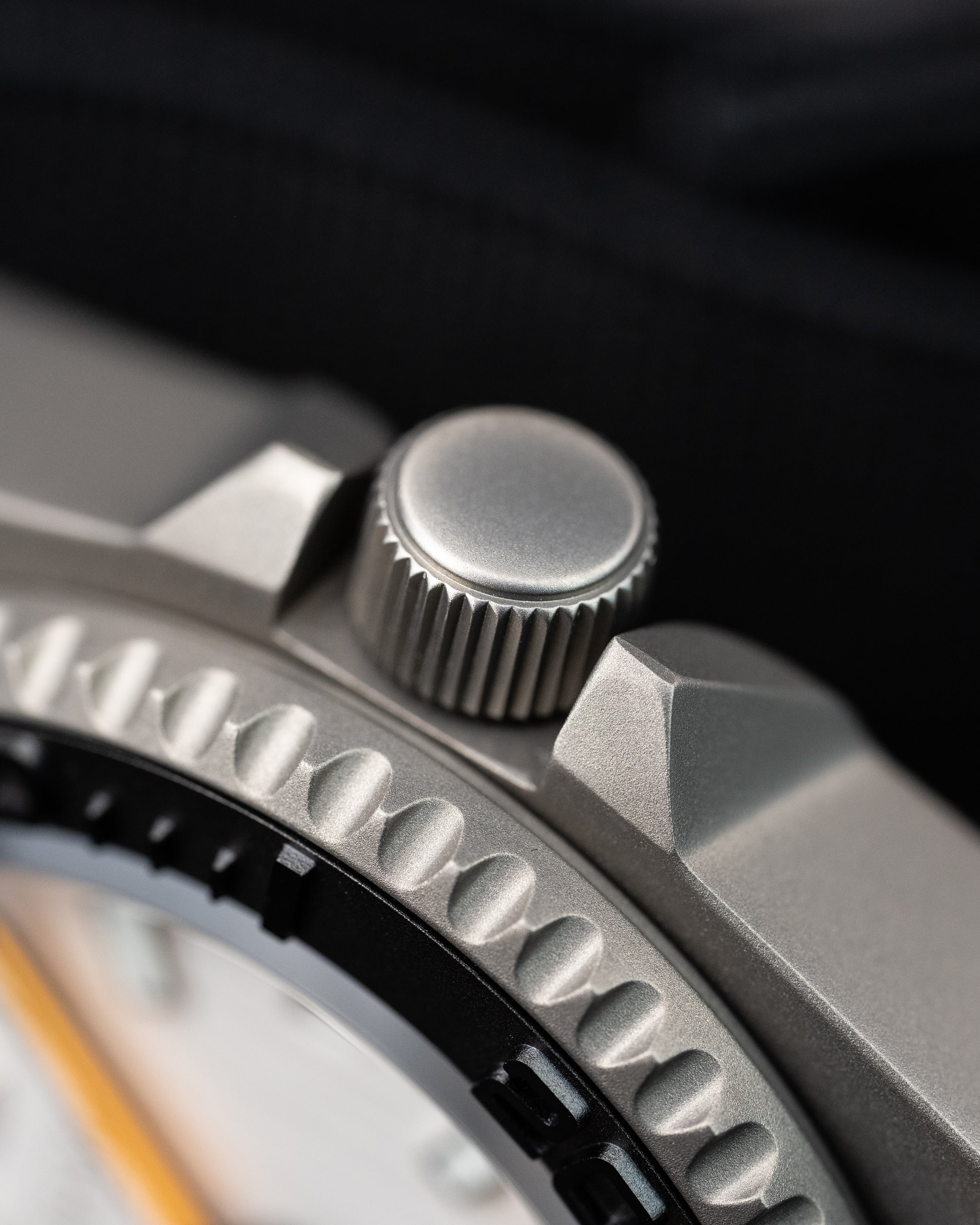 Custom Seiko Diver – Mod With Titanium Samurai Case White Birch Texture Dial Black And Orange Minute Track Chapter Ring Orange Tipped Seconds Hand Black Parachute Strap6
