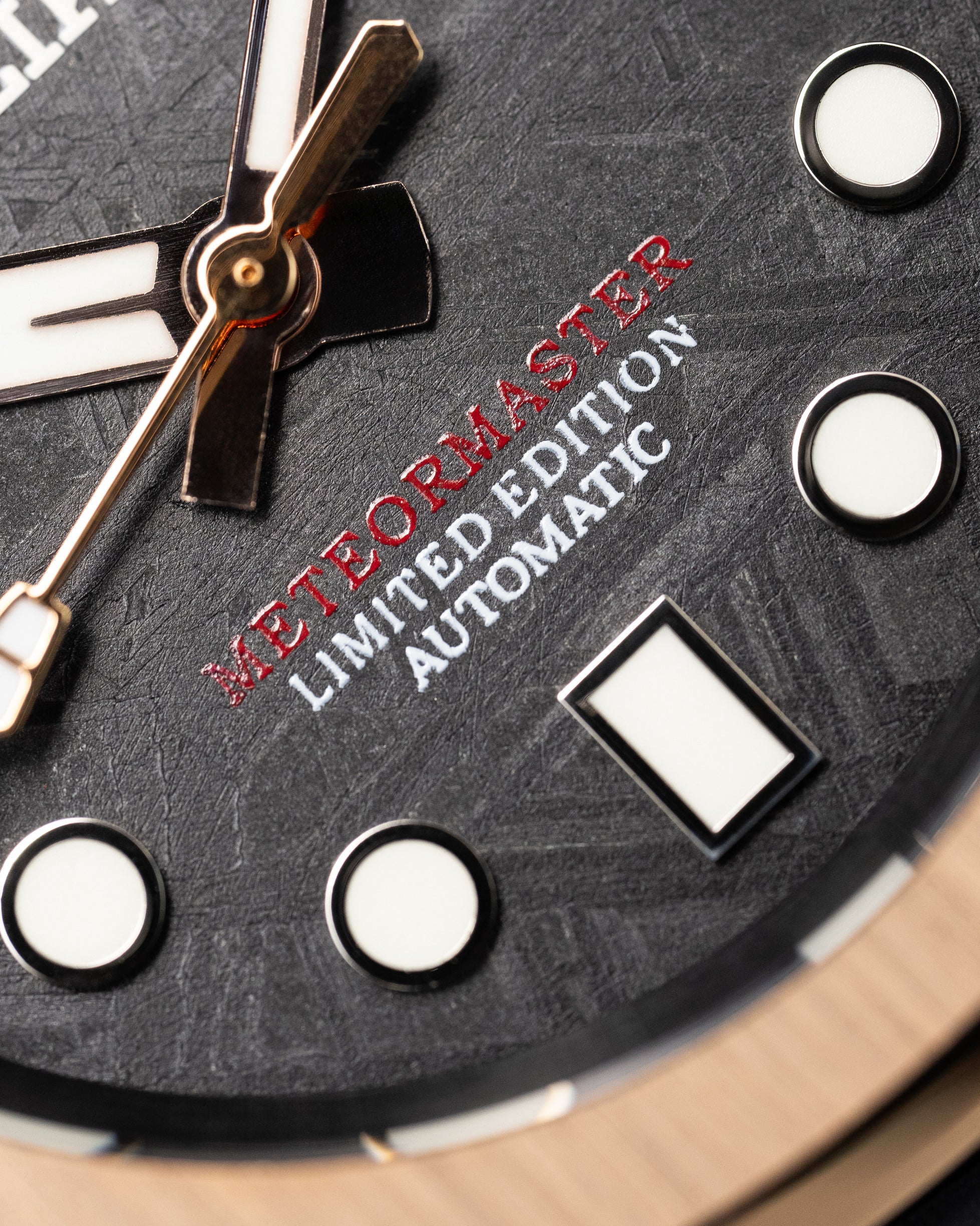 Custom Seiko Meteor – Master Limited Edition Mod With Meteorite Dial Rose Gold Bezel Black Case Rose Gold Crown Black Rubber Strap Rose Gold Clasp2