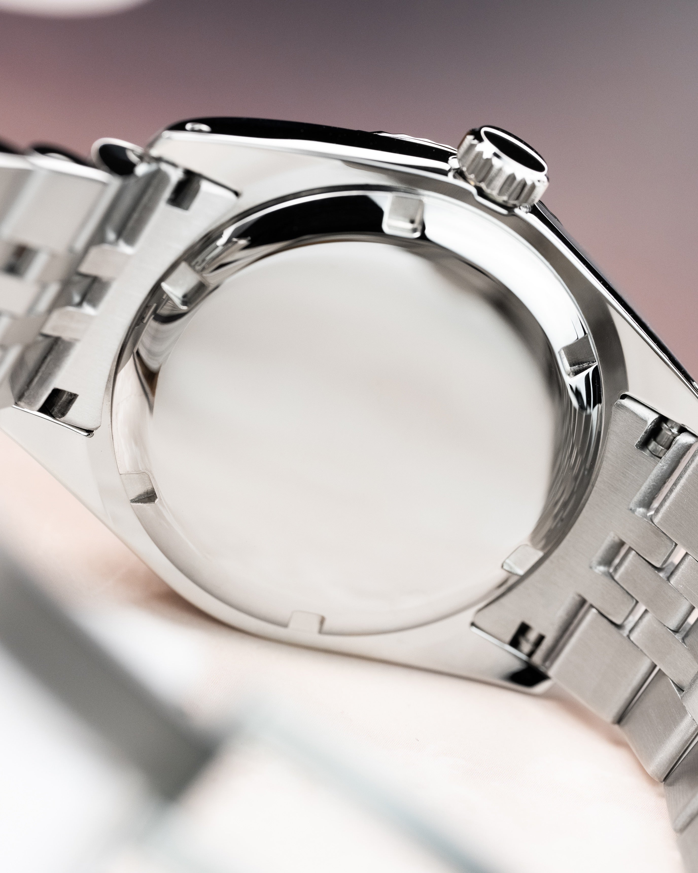 Custom Seiko Mod – Arabic Numeral Dial Watch With Sunburst Pink Dial Fluted Bezel Jubilee Stainless Steel Bracelet12