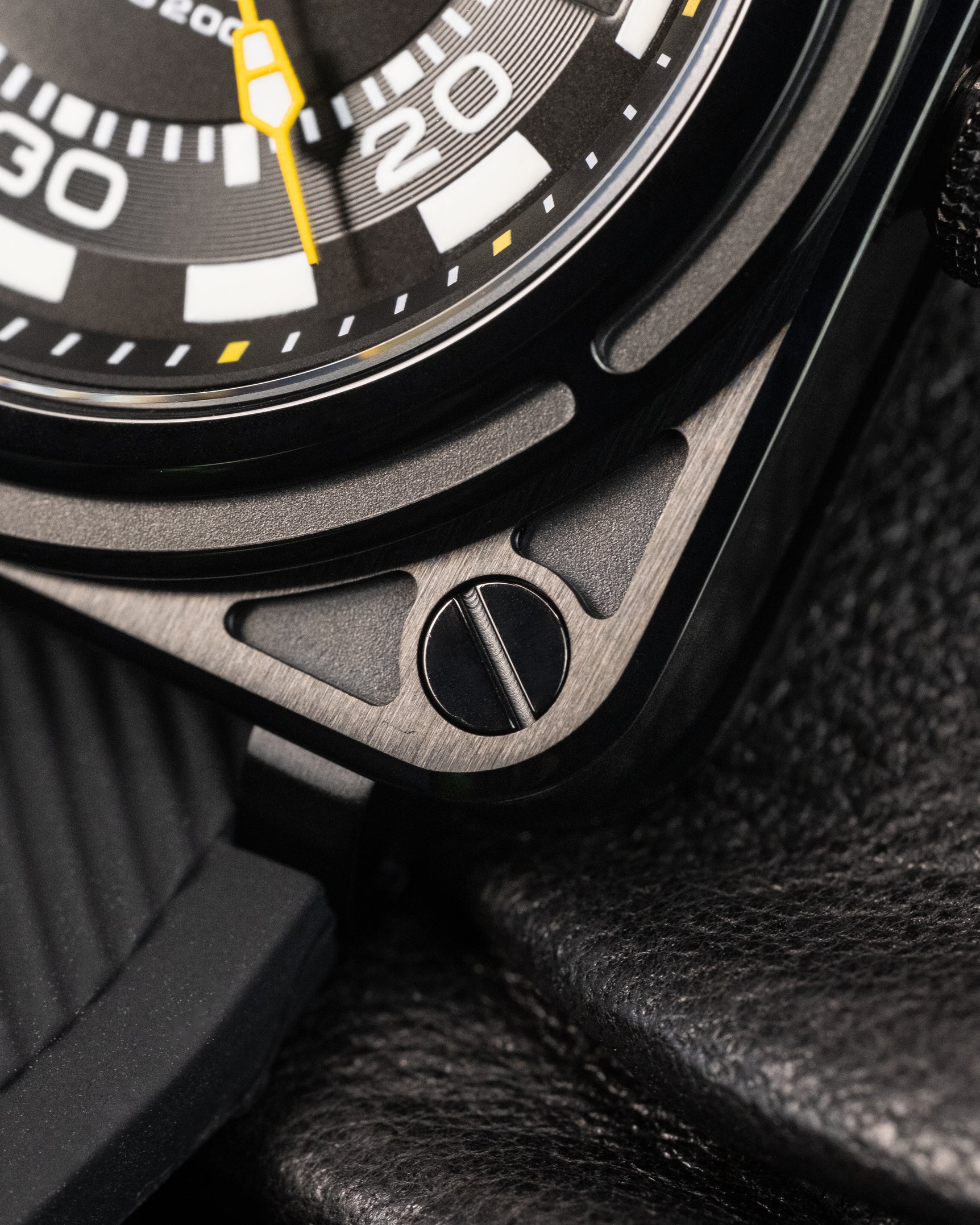 Custom Seiko Mod – Bell & Ross Homage With Black Square Diver Case Black Poker Dial Yellow Minute Track Chapter Ring Yellow Seconds Hand Black Rubber Strap