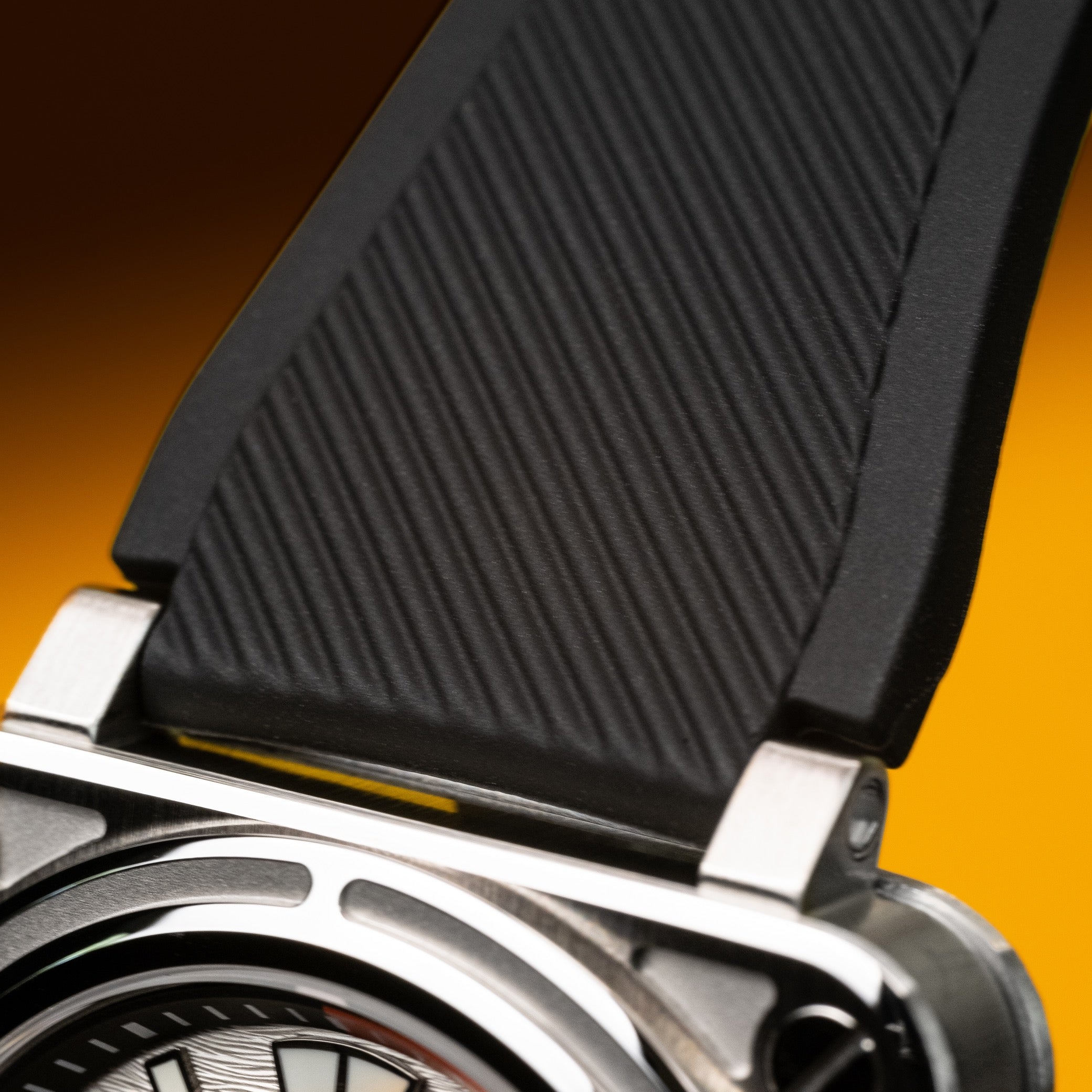 Custom Seiko Mod – Bell & Ross Homage With Square Diver Case White Wave Dial Black And Red Minute Track Chapter Ring Red Tipped Seconds Hand Black Rubber Strap
