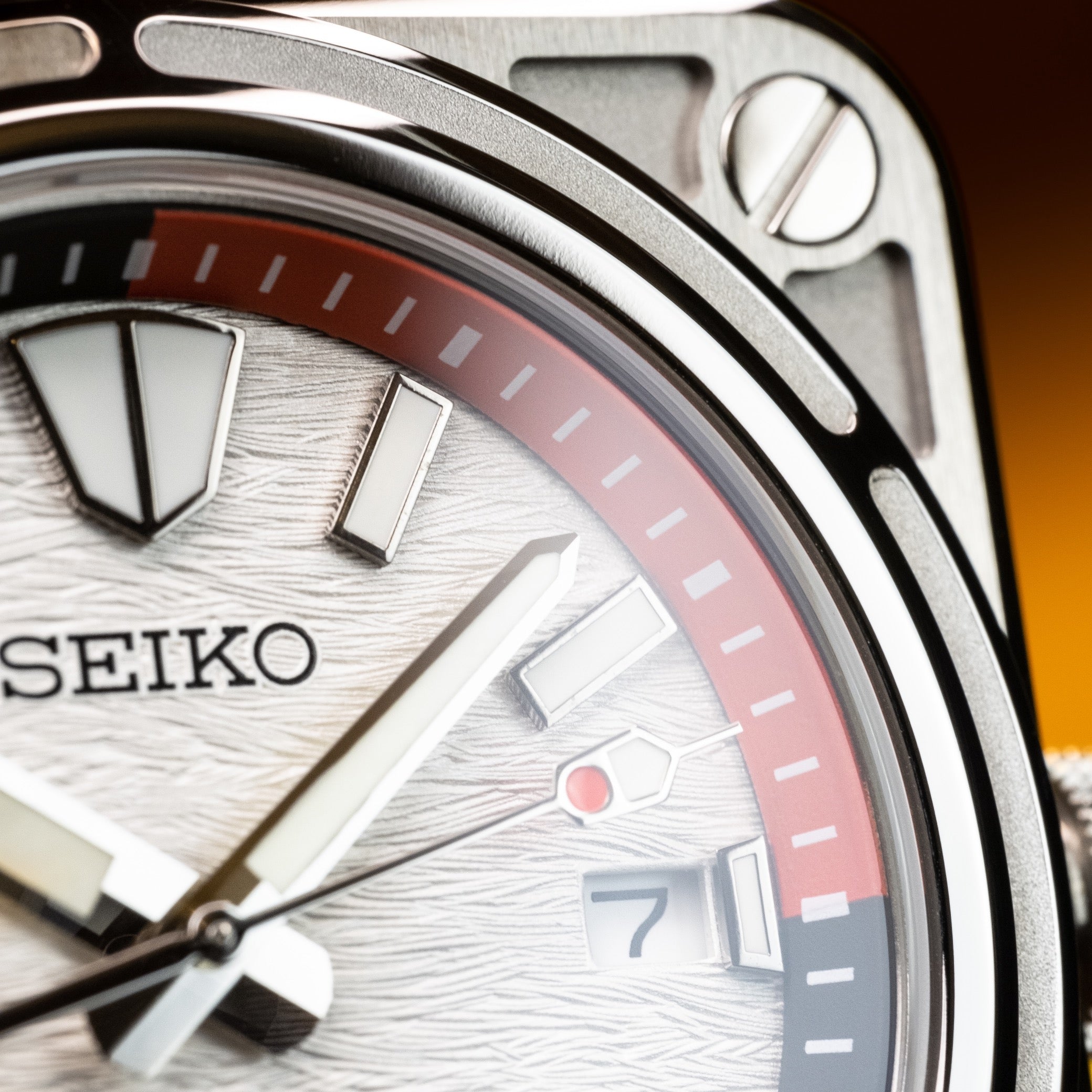 Custom Seiko Mod – Bell & Ross Homage With Square Diver Case White Wave Dial Black And Red Minute Track Chapter Ring Red Tipped Seconds Hand Black Rubber Strap