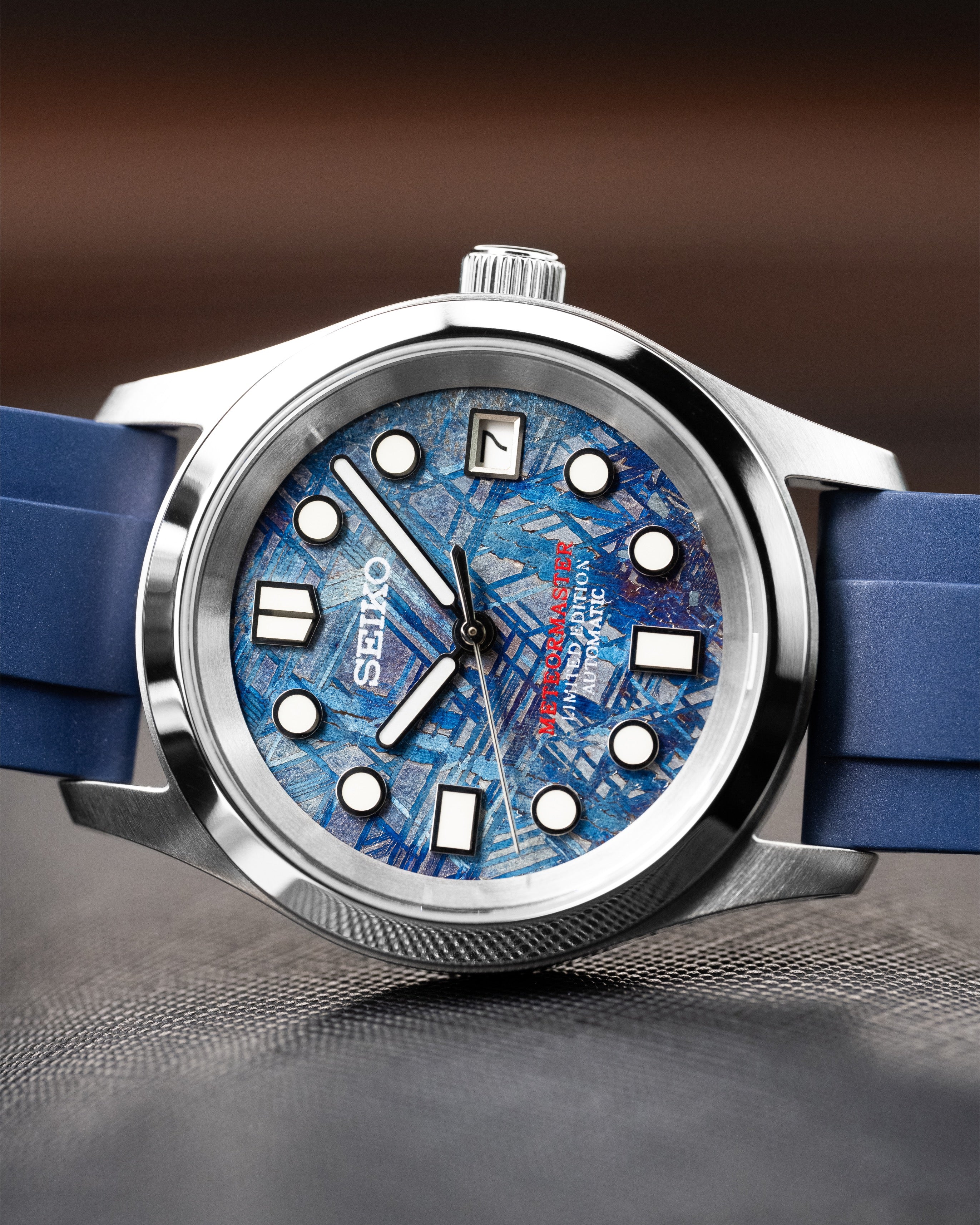 Custom Seiko Mod – Blue Meteor Rubber Strap4