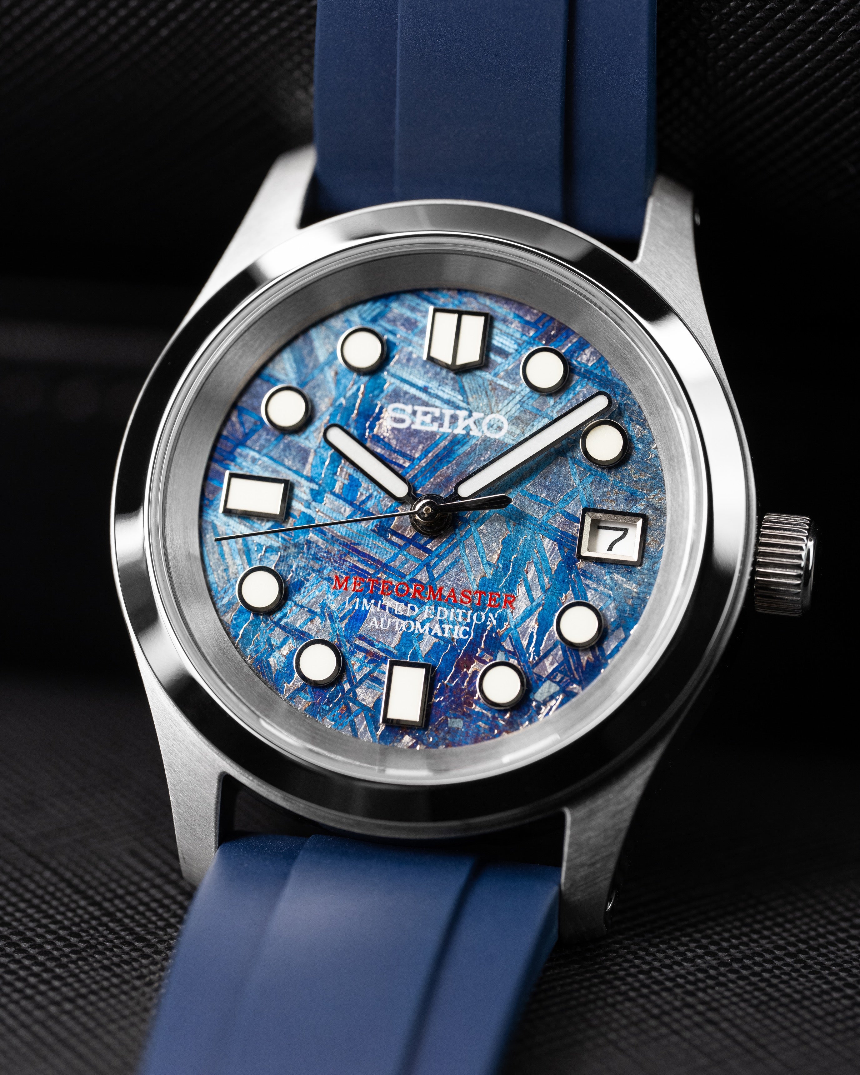 Custom Seiko Mod – Blue Meteor Rubber Strap5