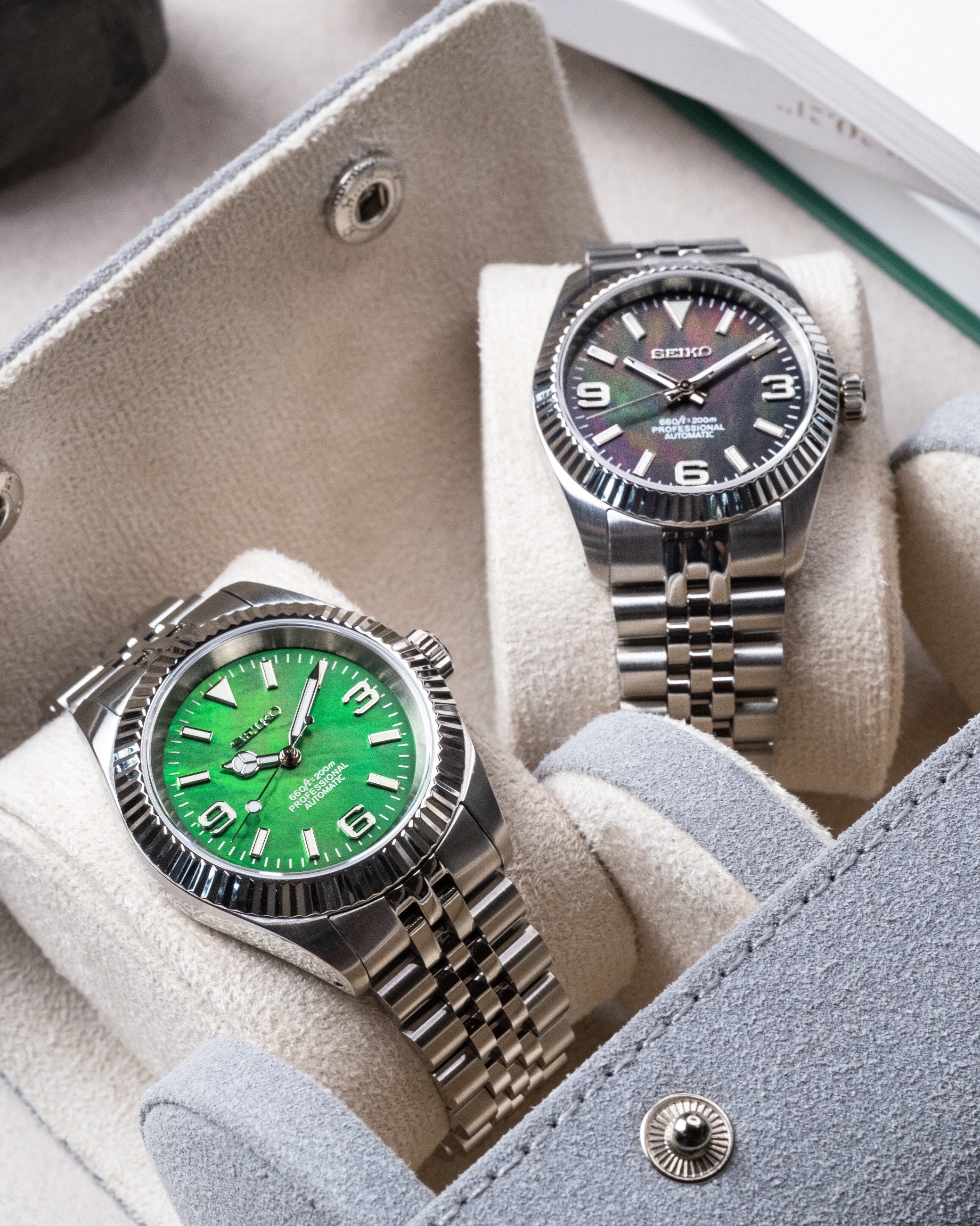 Custom Seiko Mod – Datejust Black Dial Mother Of Pearl15