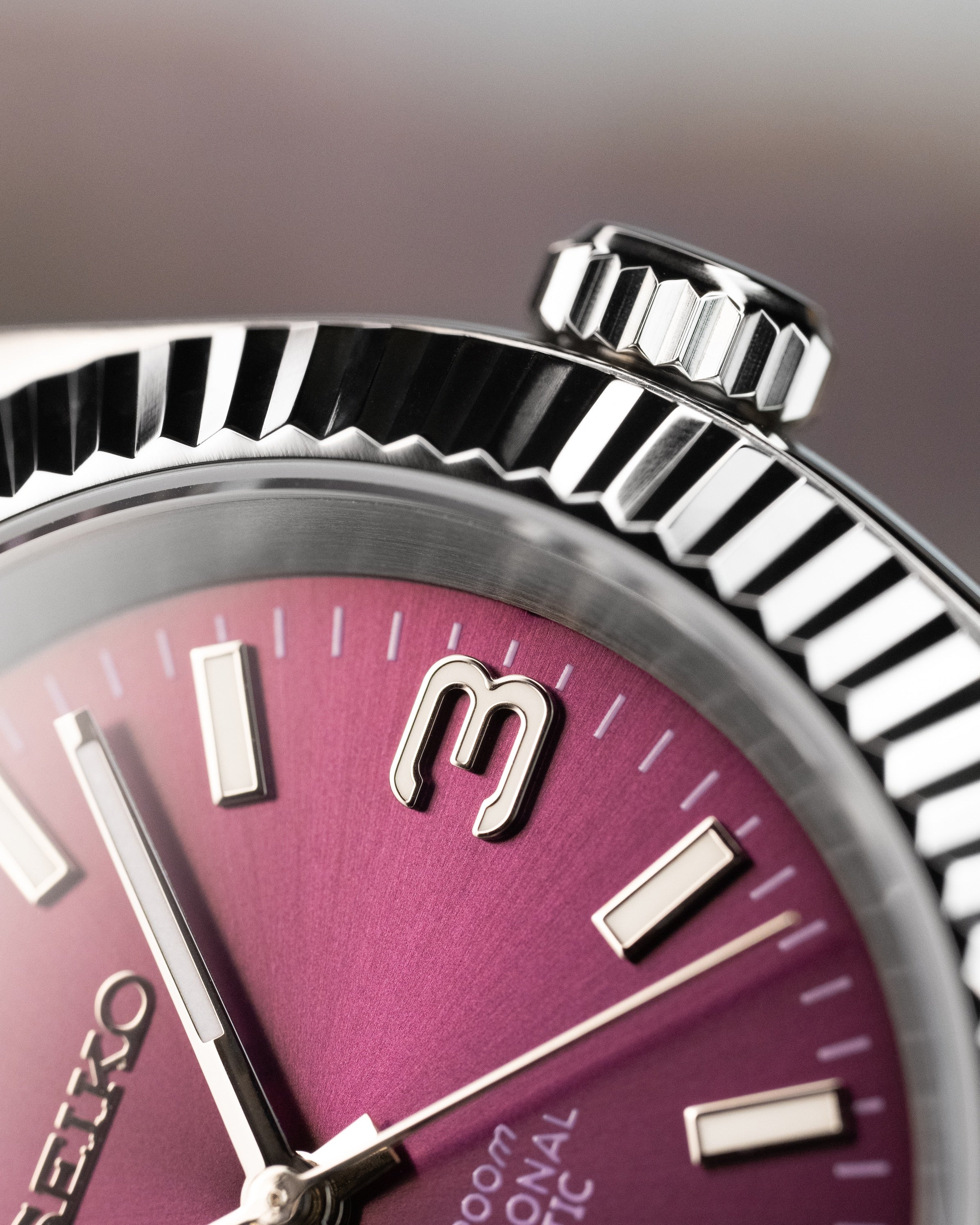 Custom Seiko Mod – Datejust With Sunburst Maroon Gradient Explorer Dial Fluted Bezel Jubilee Bracelet7