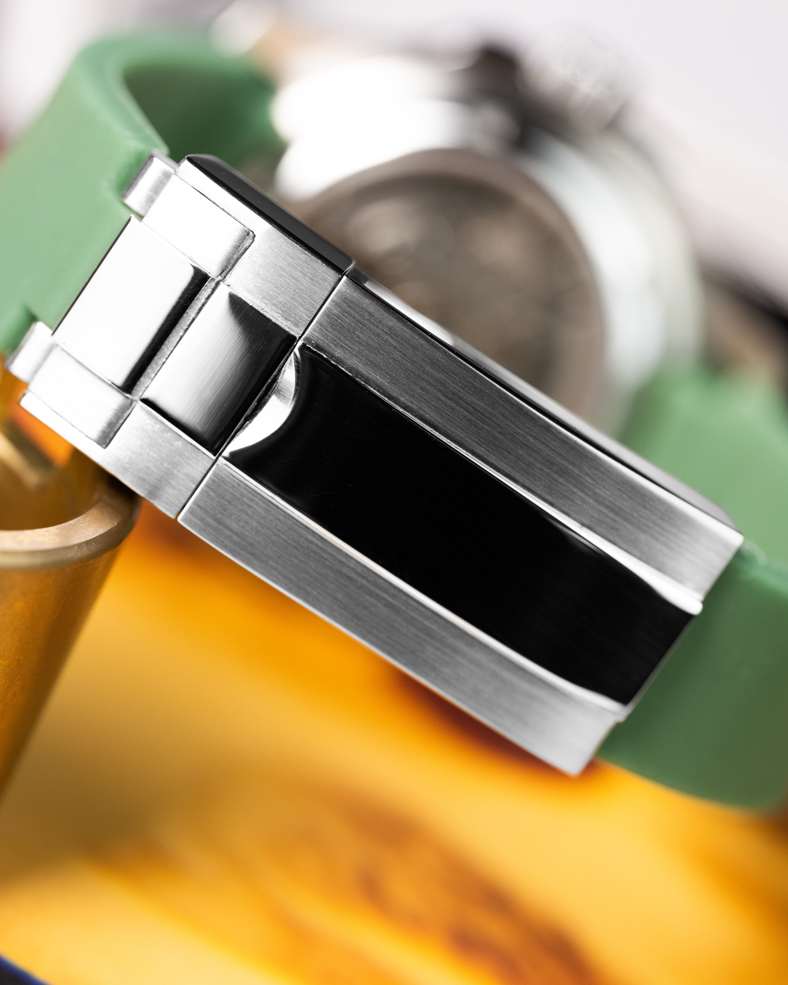 Custom Seiko Mod – Nautilus Homage With Green Dial Stainless Steel Case Curved Green Rubber Strap10