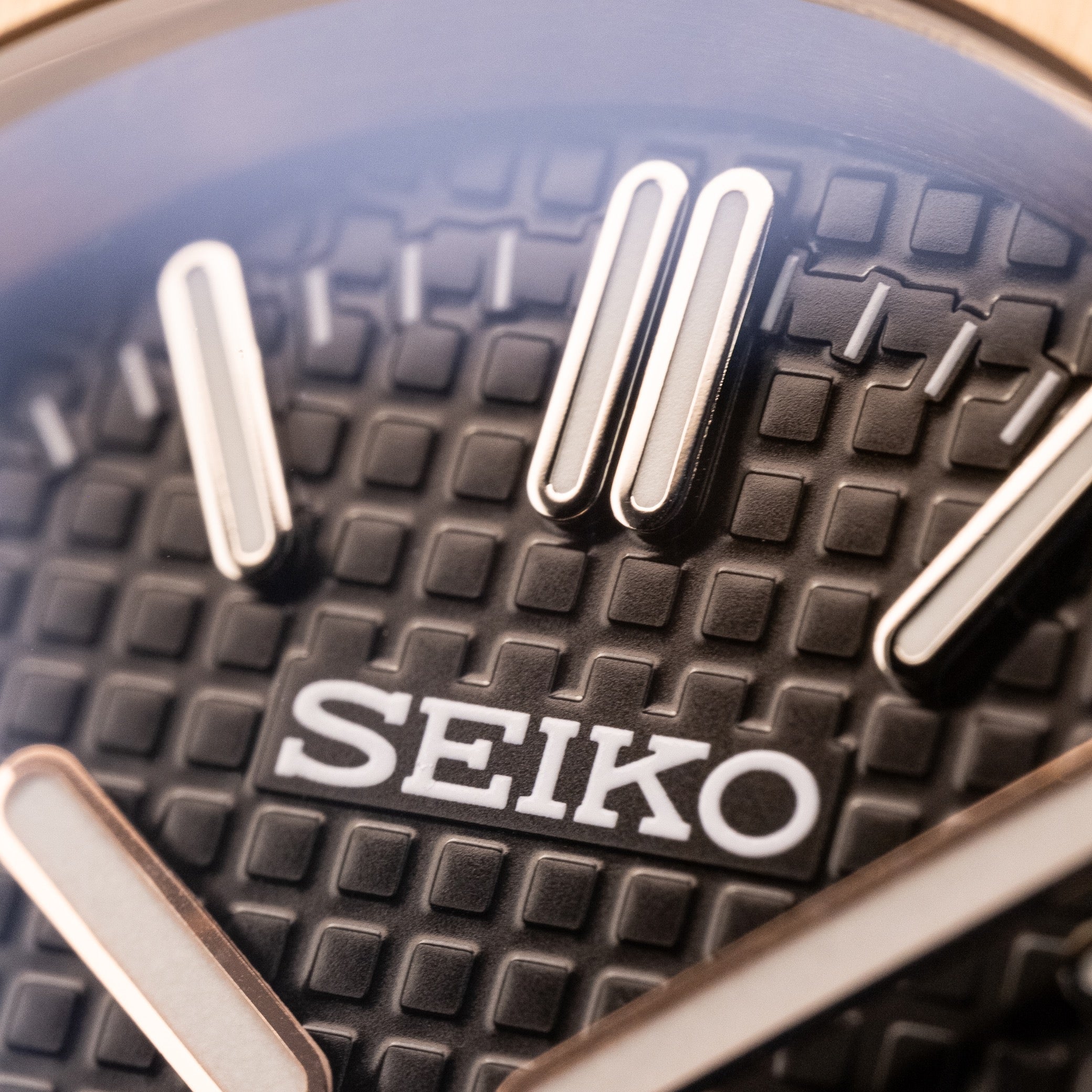 Custom Seiko Mod – Nautilus Watch With Rose Gold Case Waffle Textured Black Dial And Black Waffle Rubber Strap5