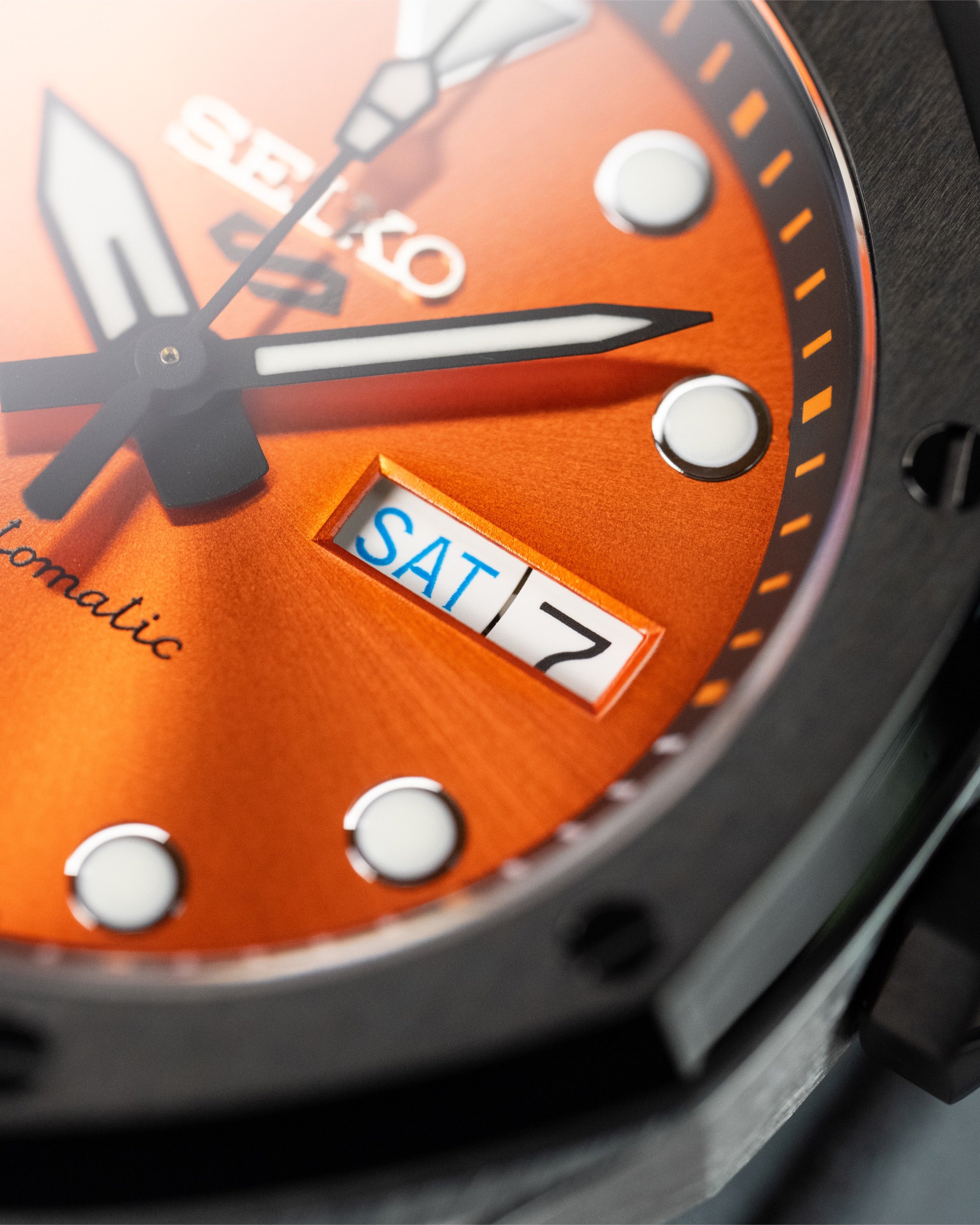 Custom Seiko Mod – Royal Oak Ap With Bold Orange Sunburst Dial Black Octagonal Bezel And Matching Orange Rubber Strap1