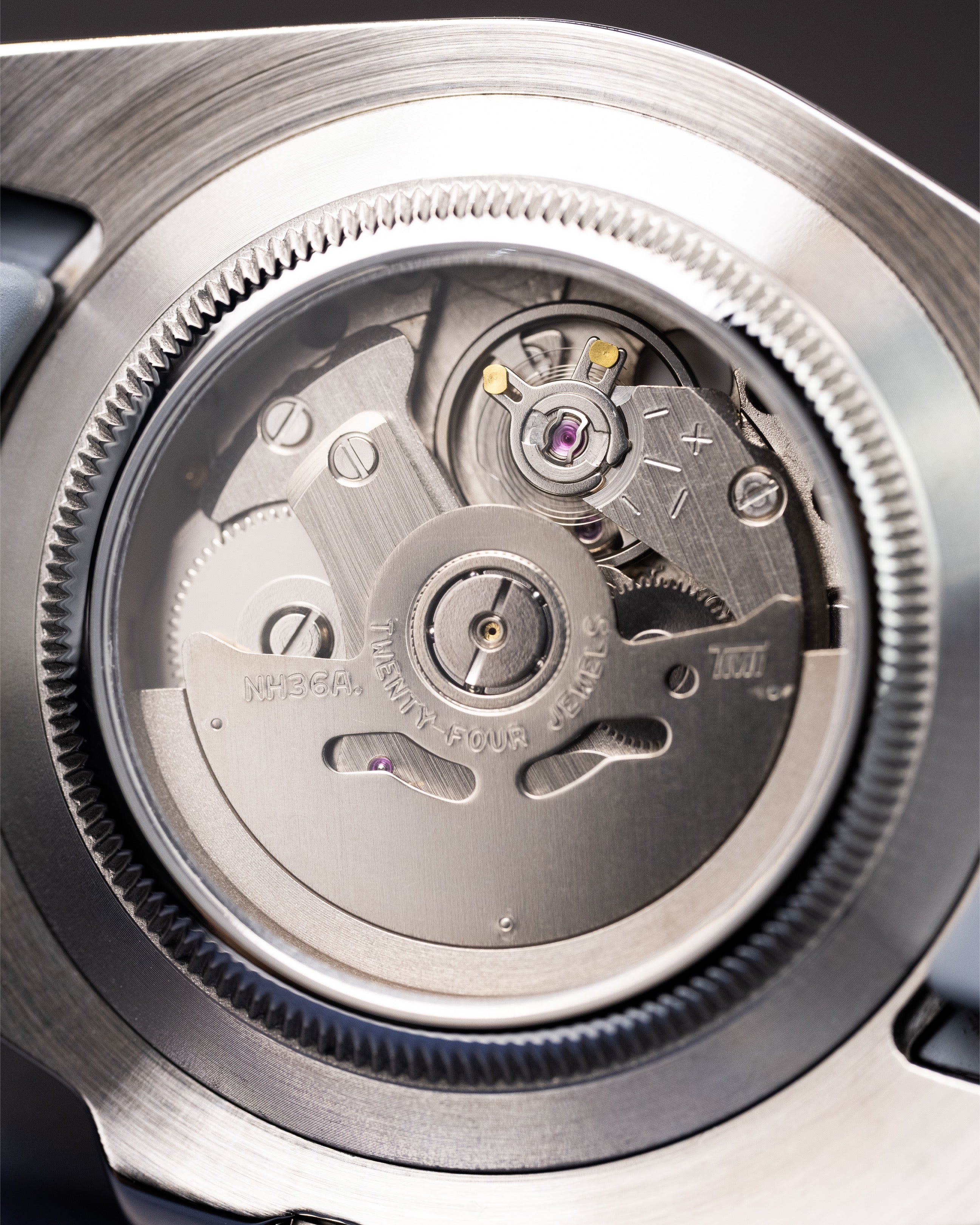 Custom Seiko Mod – Submariner Watch Damascus Steel Bezel Grey Camo Dial Orange Seconds Hand Grey Rubber Strap17