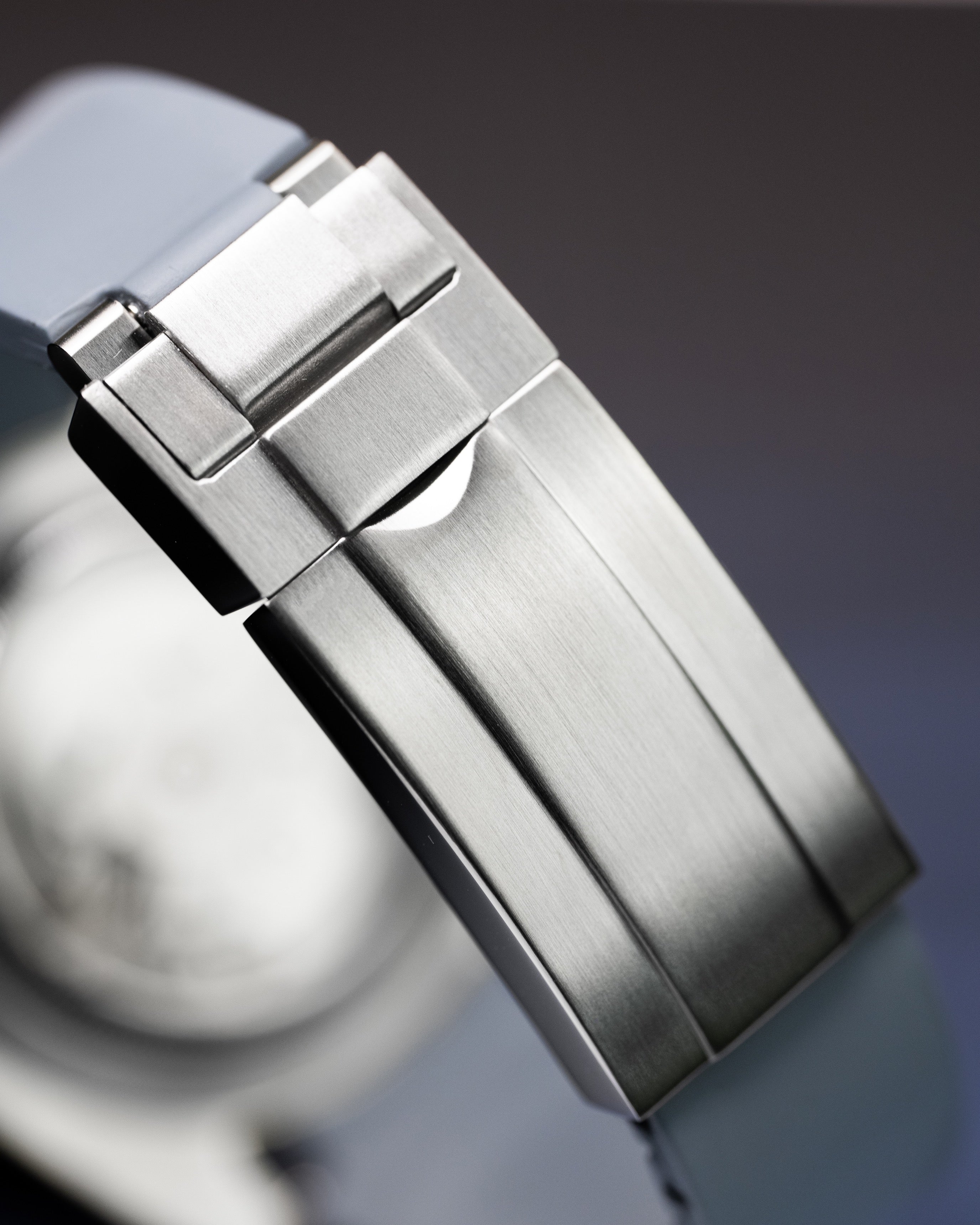 Custom Seiko Mod – Submariner Watch Damascus Steel Bezel Grey Camo Dial Orange Seconds Hand Grey Rubber Strap18