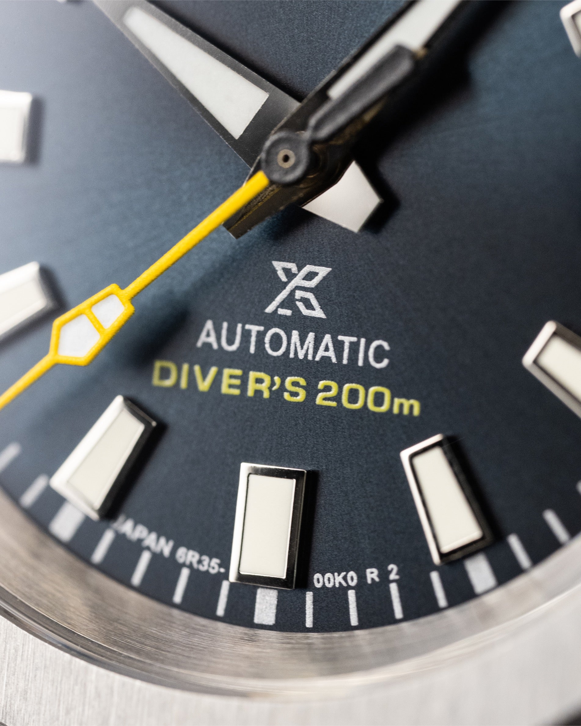Custom Seiko Mod – Watch With Brushed Case Gradient Blue Dial Yellow Seconds Hand Custom Wheel Rim Exhibition See Through Caseback And Black Rubber Strap