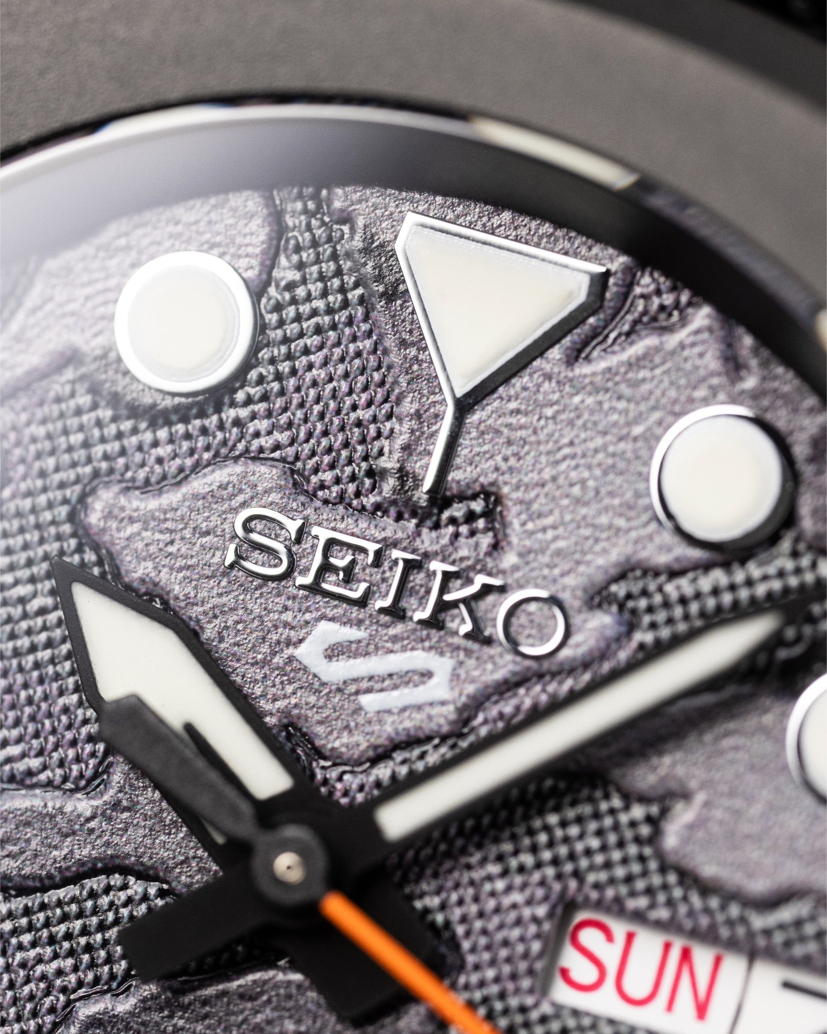 Custom Seiko Mod – With Blackout Nautilus Case Black Camo Textured Dial Orange Seconds Hand Orange S Crown Black Nato Strap