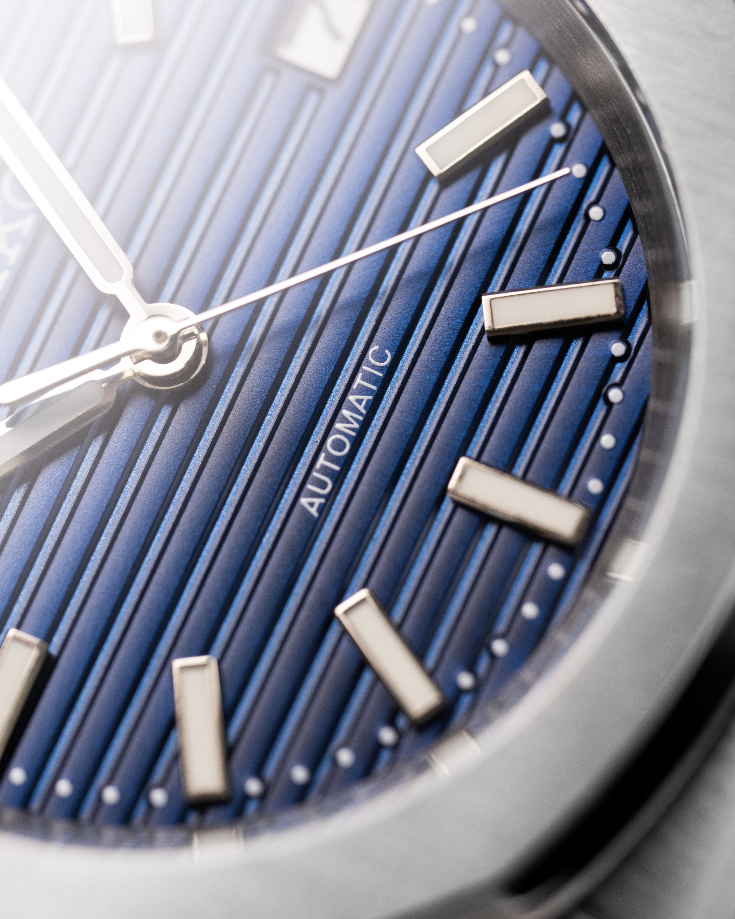 Custom Seiko Mod – With Nautilus Stainless Steel Case And Bracelet Textured Blue Dial Automatic Movement Date Display