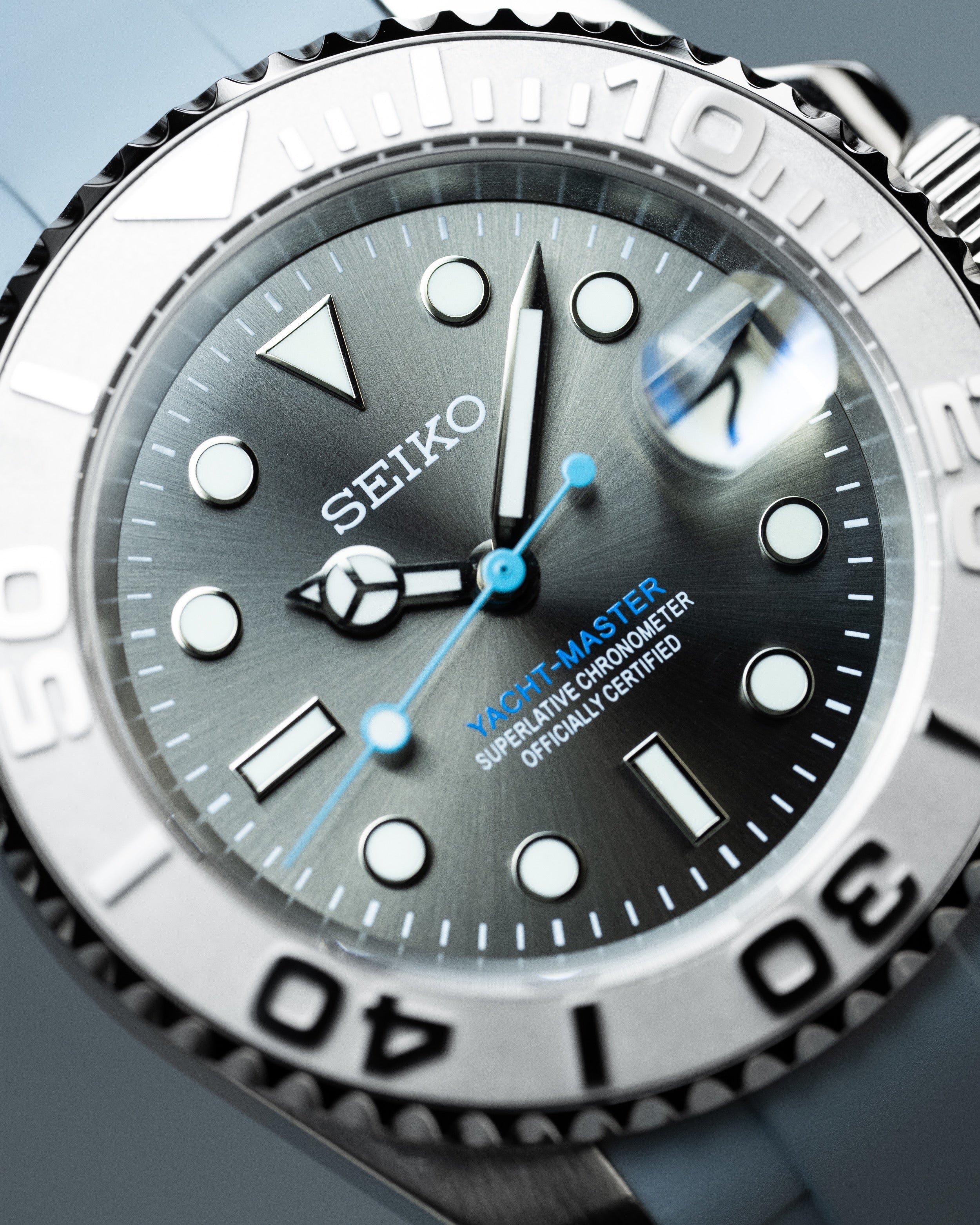 Seiko Yacht Master – Homage Mod Rhodium Dial Dive Watch With Cyclops Date16