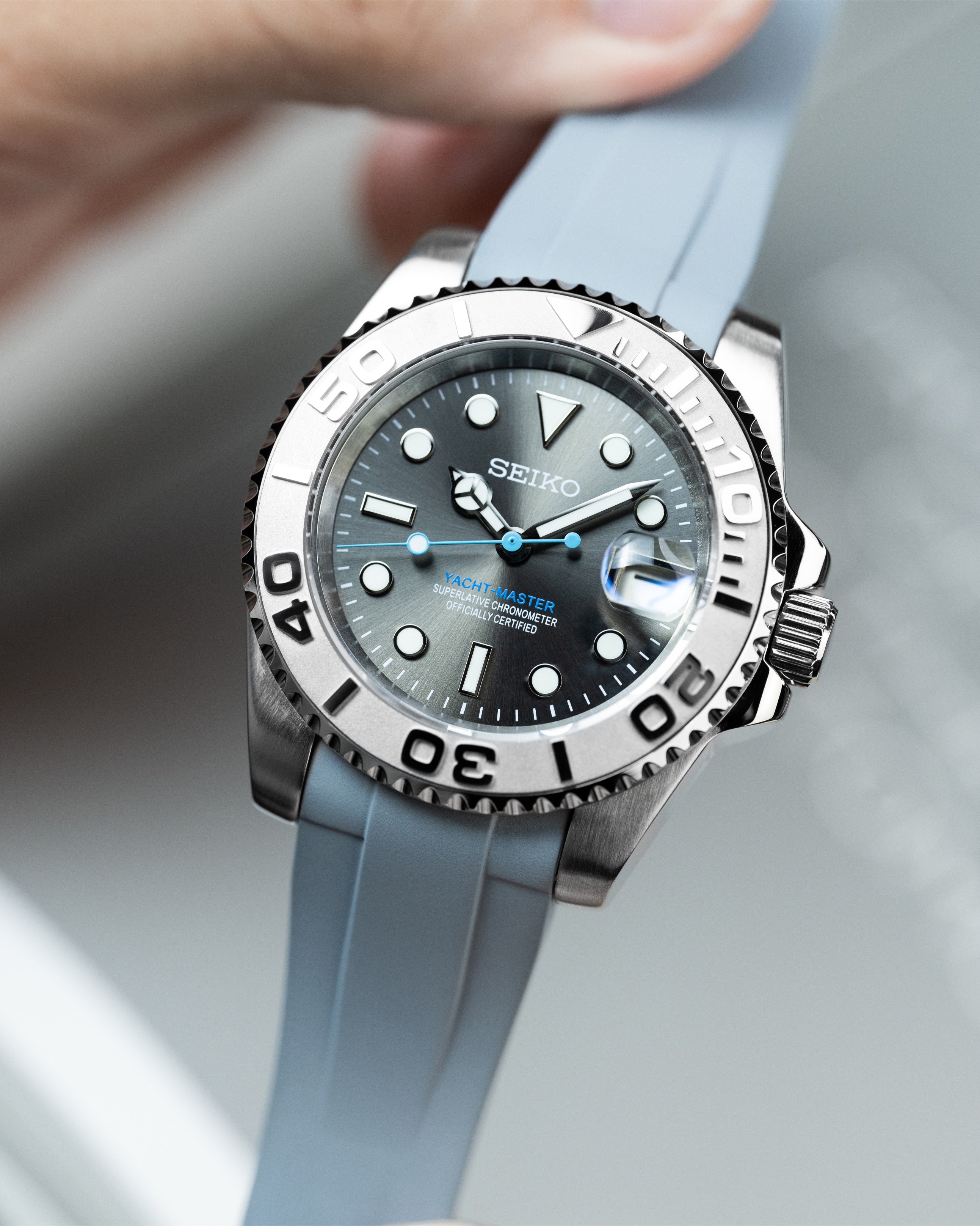 Seiko Yacht Master – Homage Mod Rhodium Dial Dive Watch With Cyclops Date18