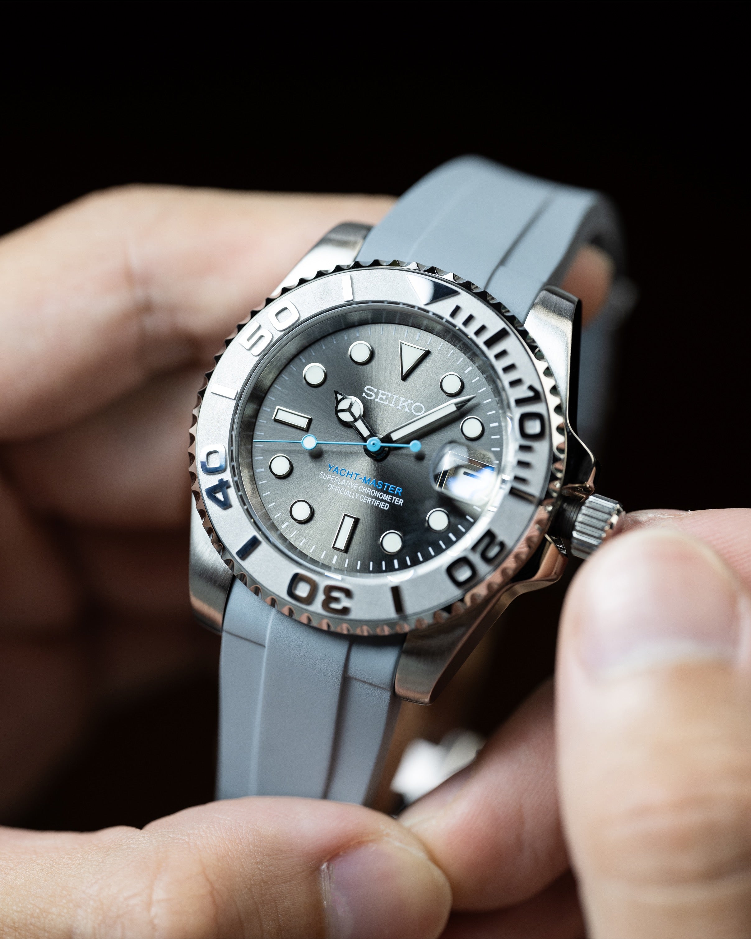 Seiko Yacht Master – Homage Mod Rhodium Dial Dive Watch With Cyclops Date21