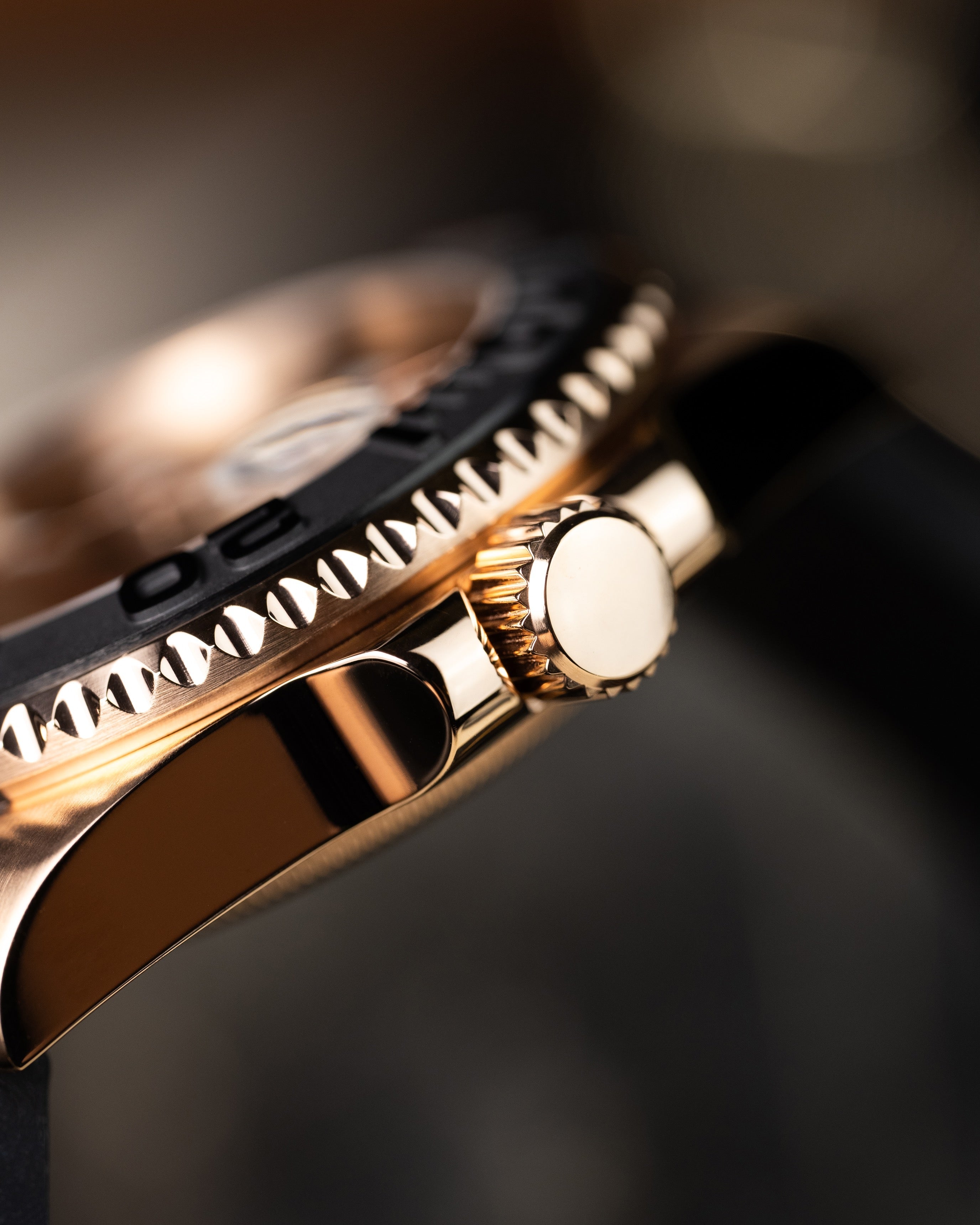 Custom Seiko Rose Gold Yacht Master Homage Mod – Black Dial Dive Watch With Cyclops Date