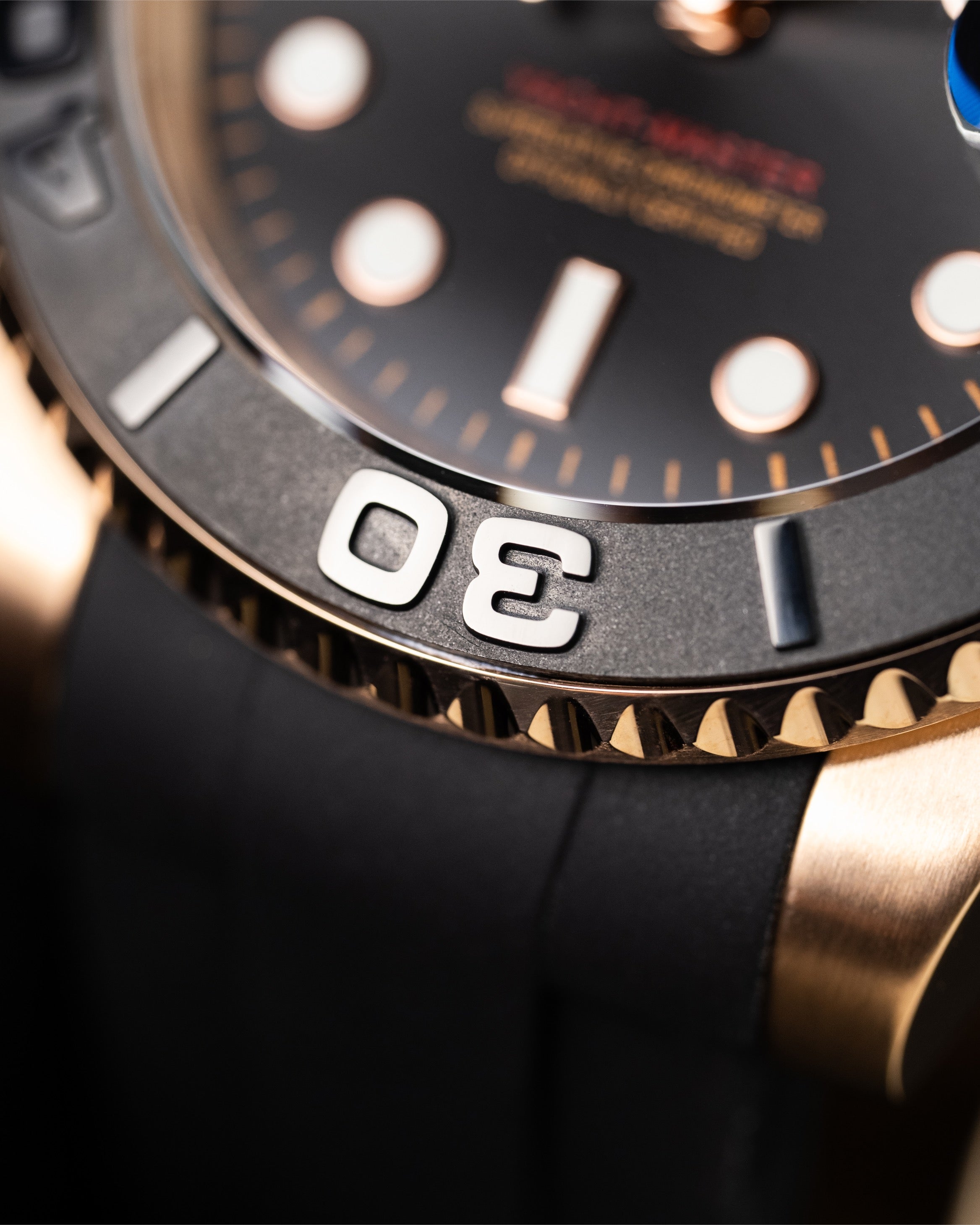 Custom Seiko Rose Gold Yacht Master Homage Mod – Black Dial Dive Watch With Cyclops Date
