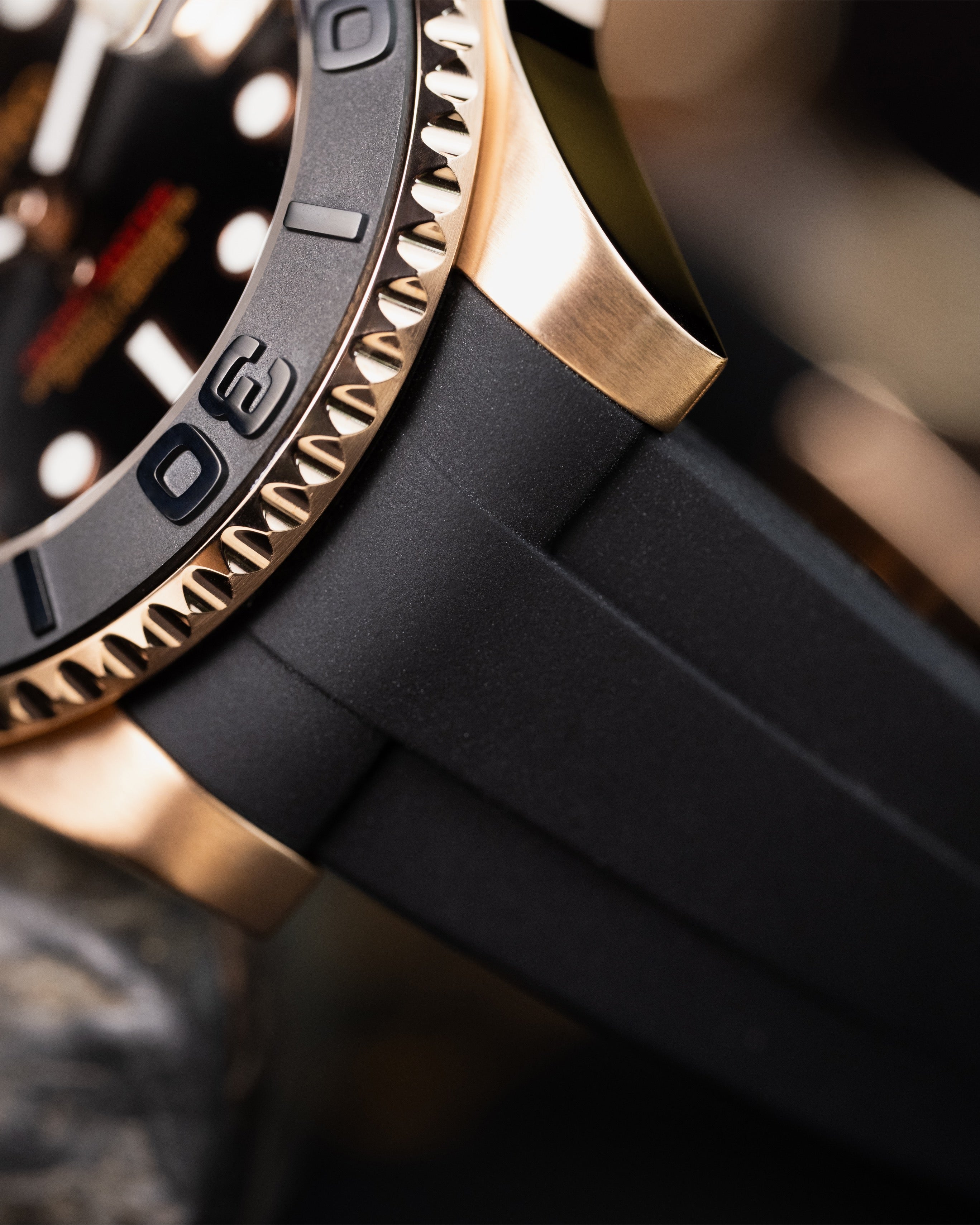 Custom Seiko Rose Gold Yacht Master Homage Mod – Black Dial Dive Watch With Cyclops Date