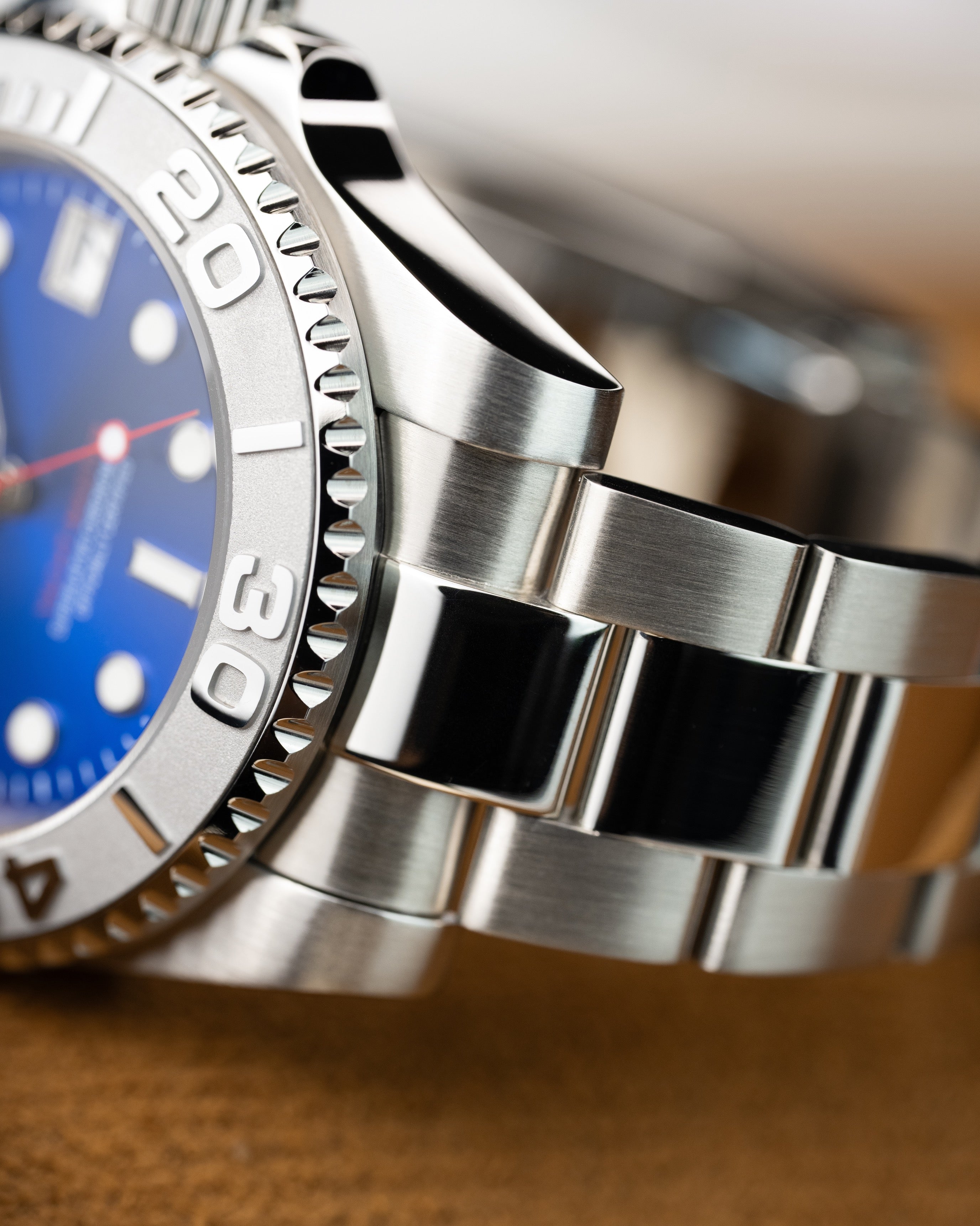 Custom Seiko Blue Red Yacht Master Homage Mod – Blue Dial Dive Watch With Date