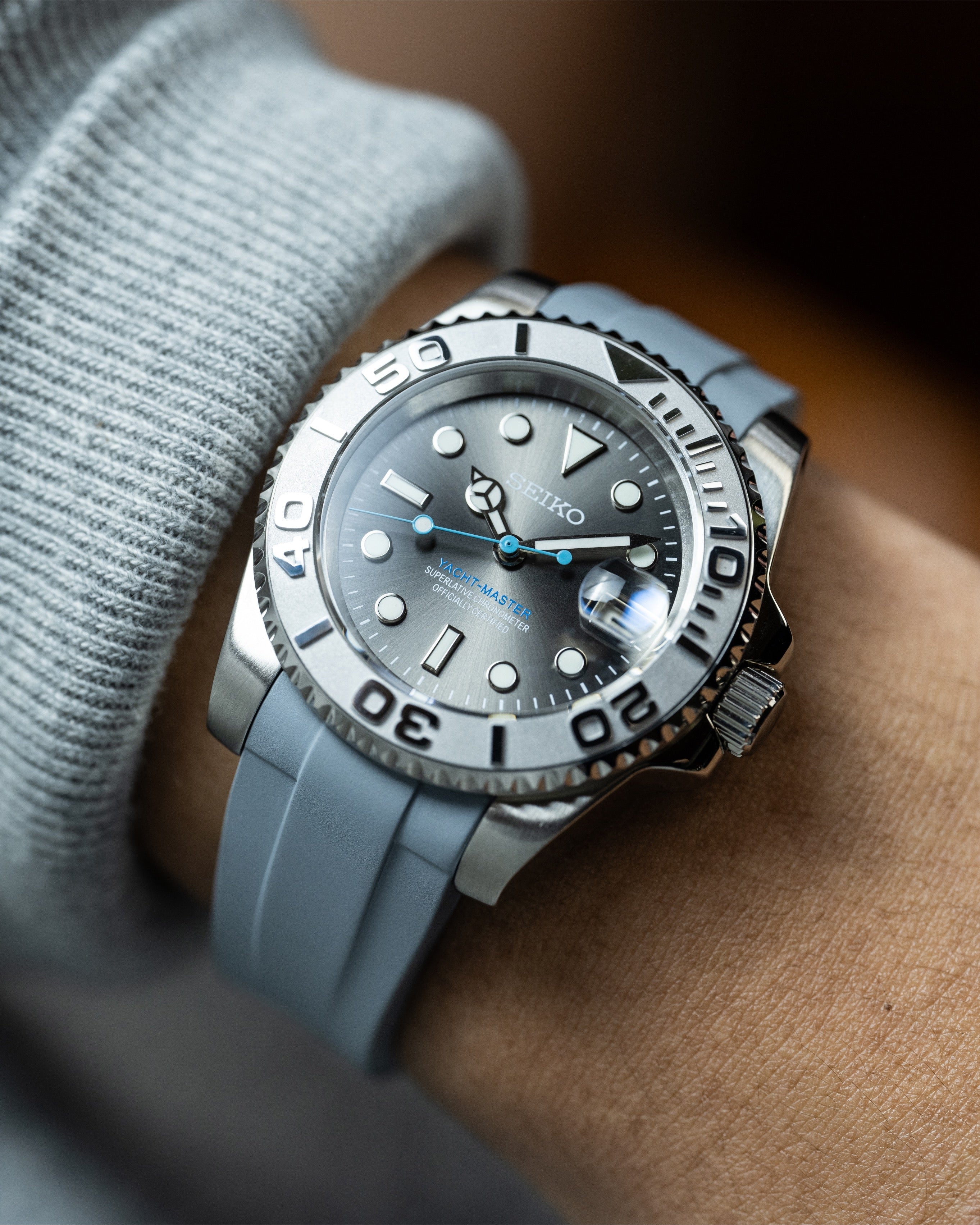 Seiko Yacht Master – Homage Mod Rhodium Dial Dive Watch With Cyclops Date20