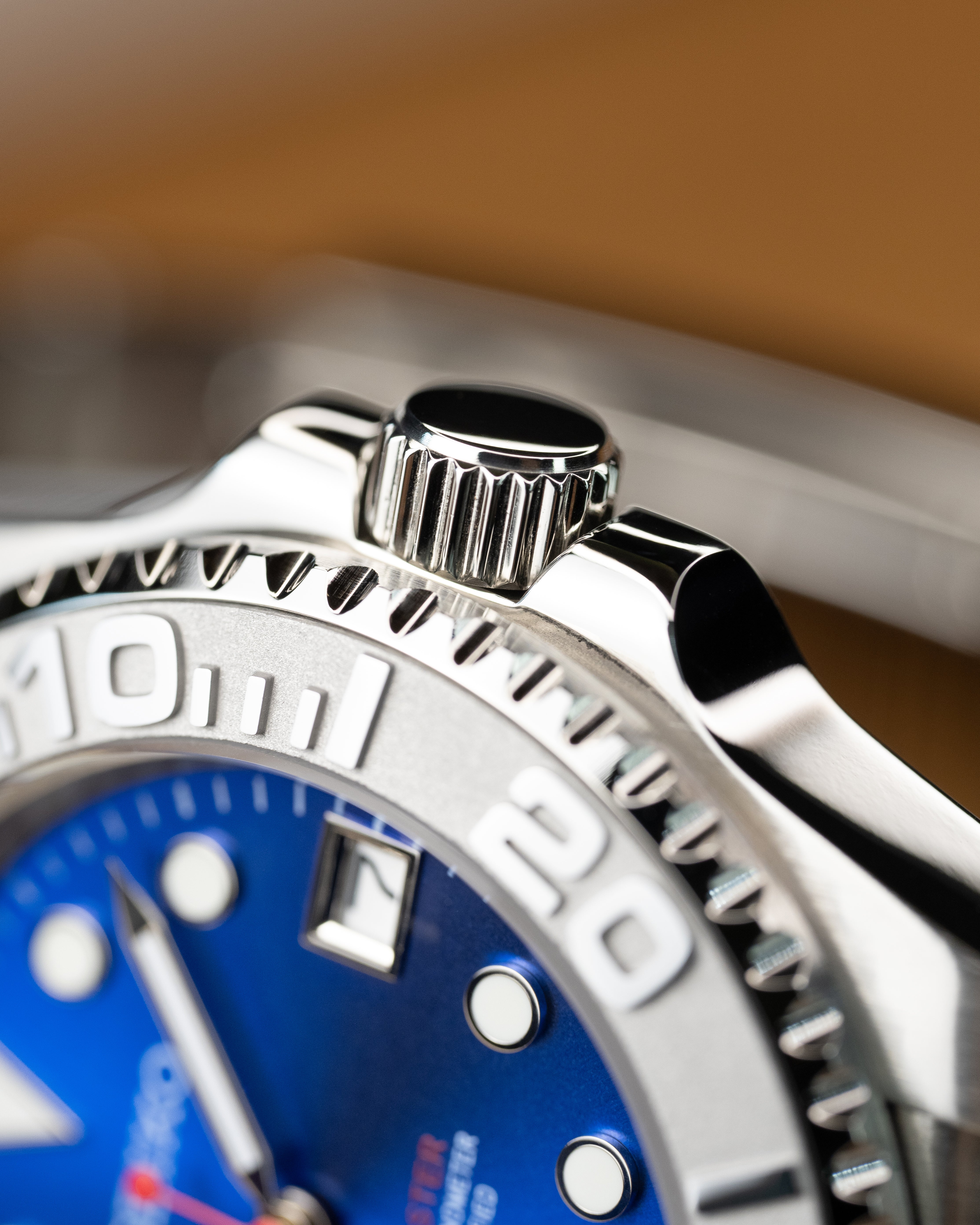 Custom Seiko Blue Red Yacht Master Homage Mod – Blue Dial Dive Watch With Date